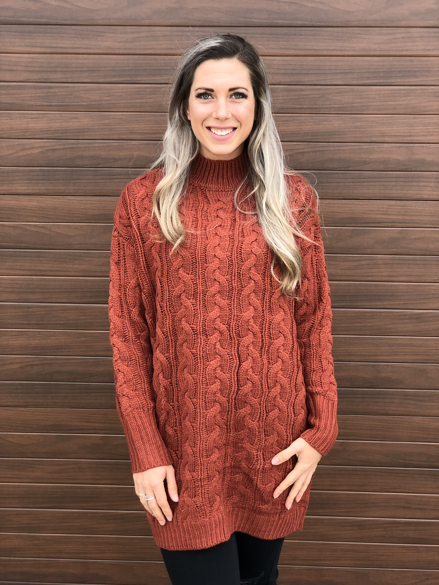 Rust Cable Tunic Sweater