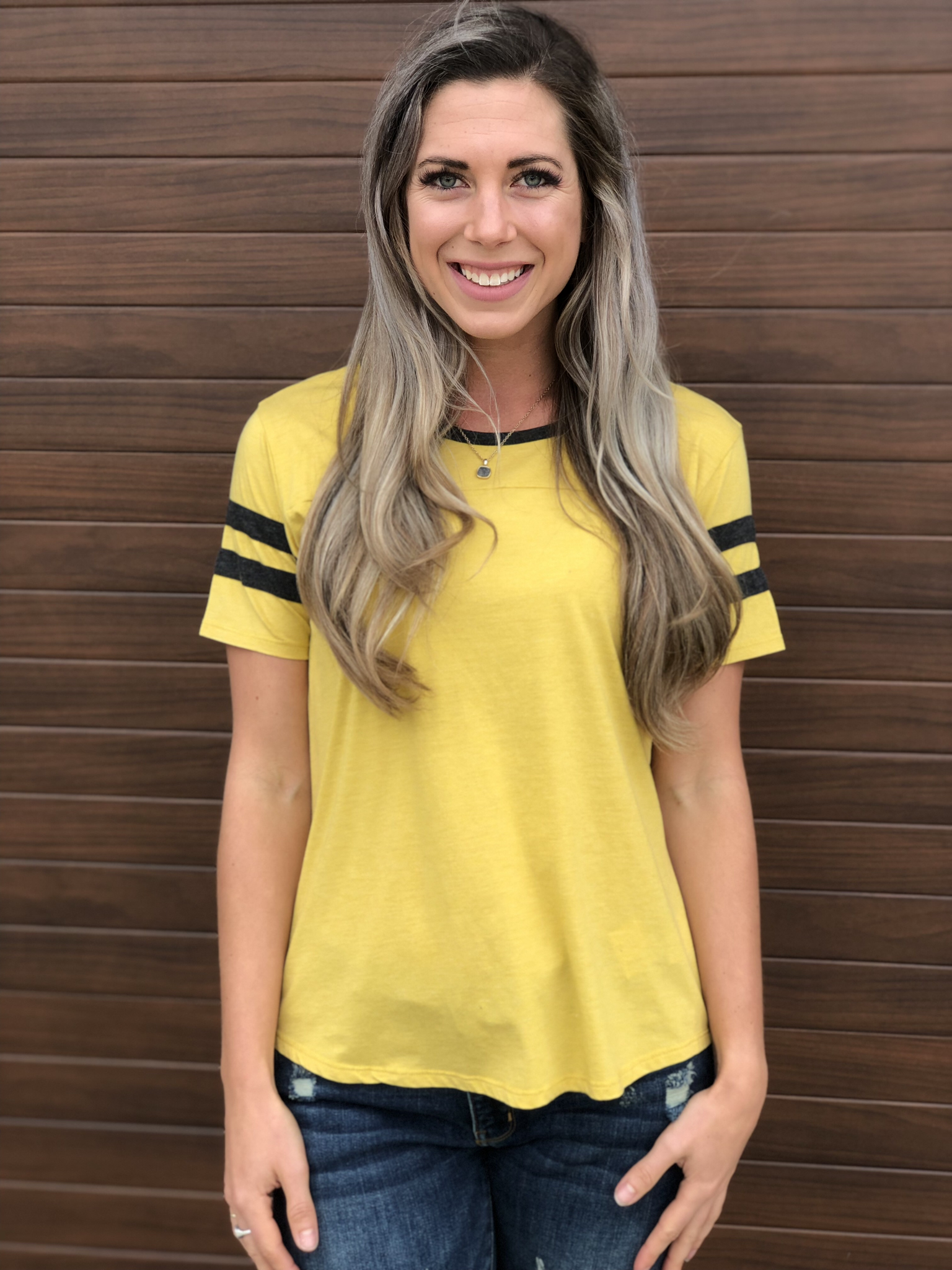 Basic Double Stripe Tee - Yellow 83750