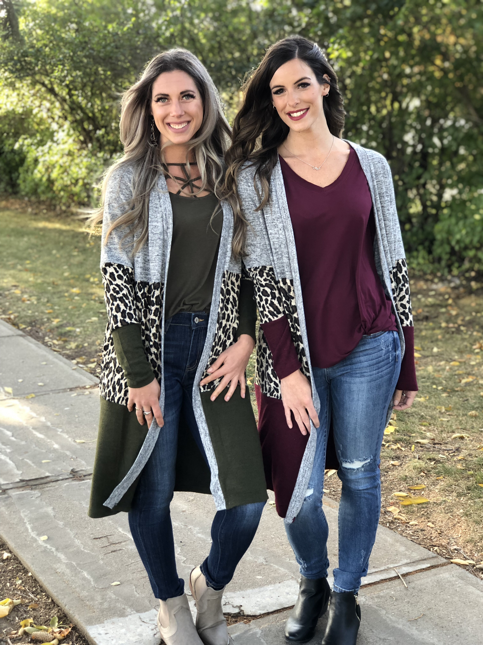 Cheetah Color Block Cardigan - Burgundy - RESTOCKED 84246