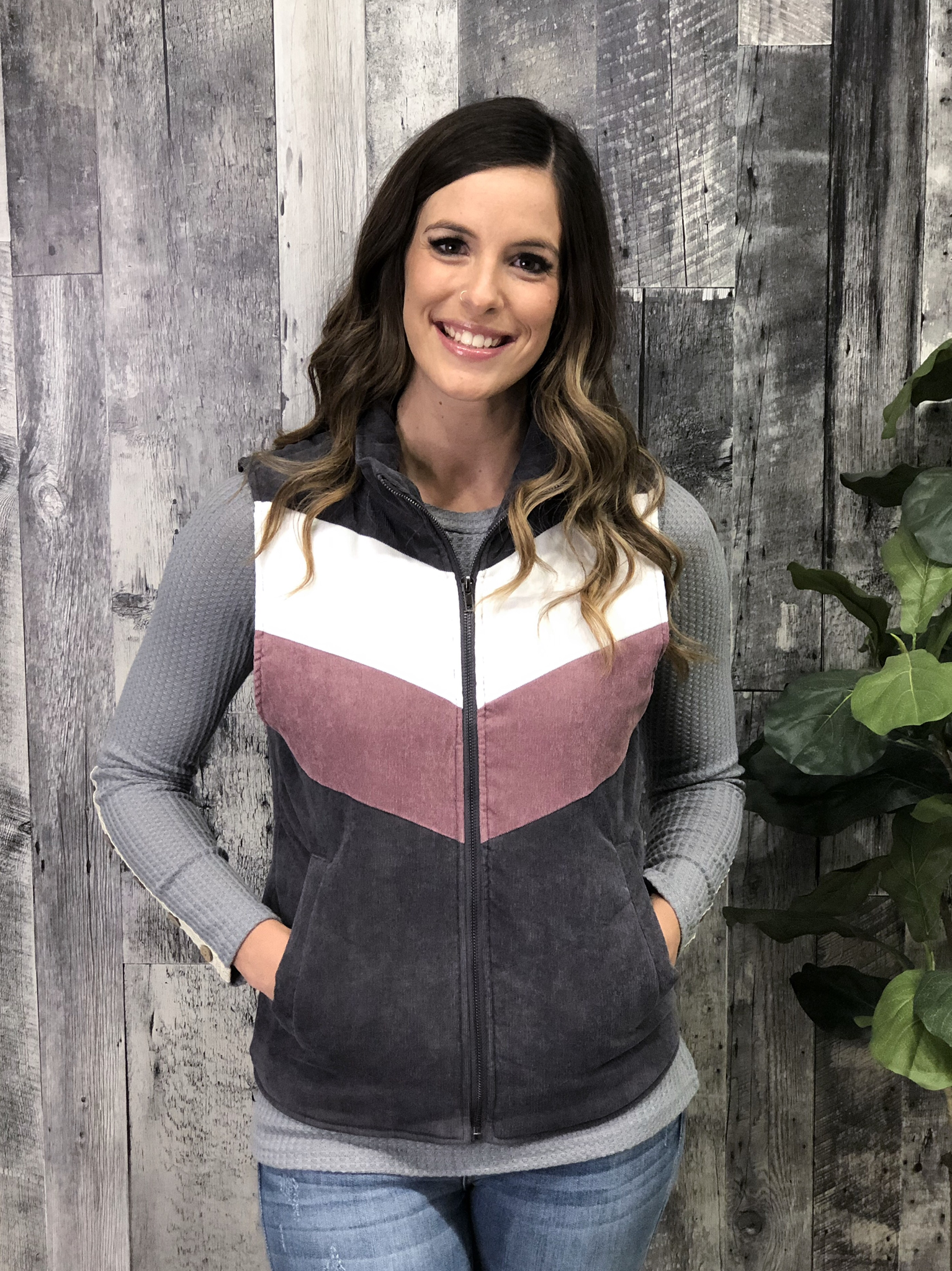 Corduroy Color block vest 83871