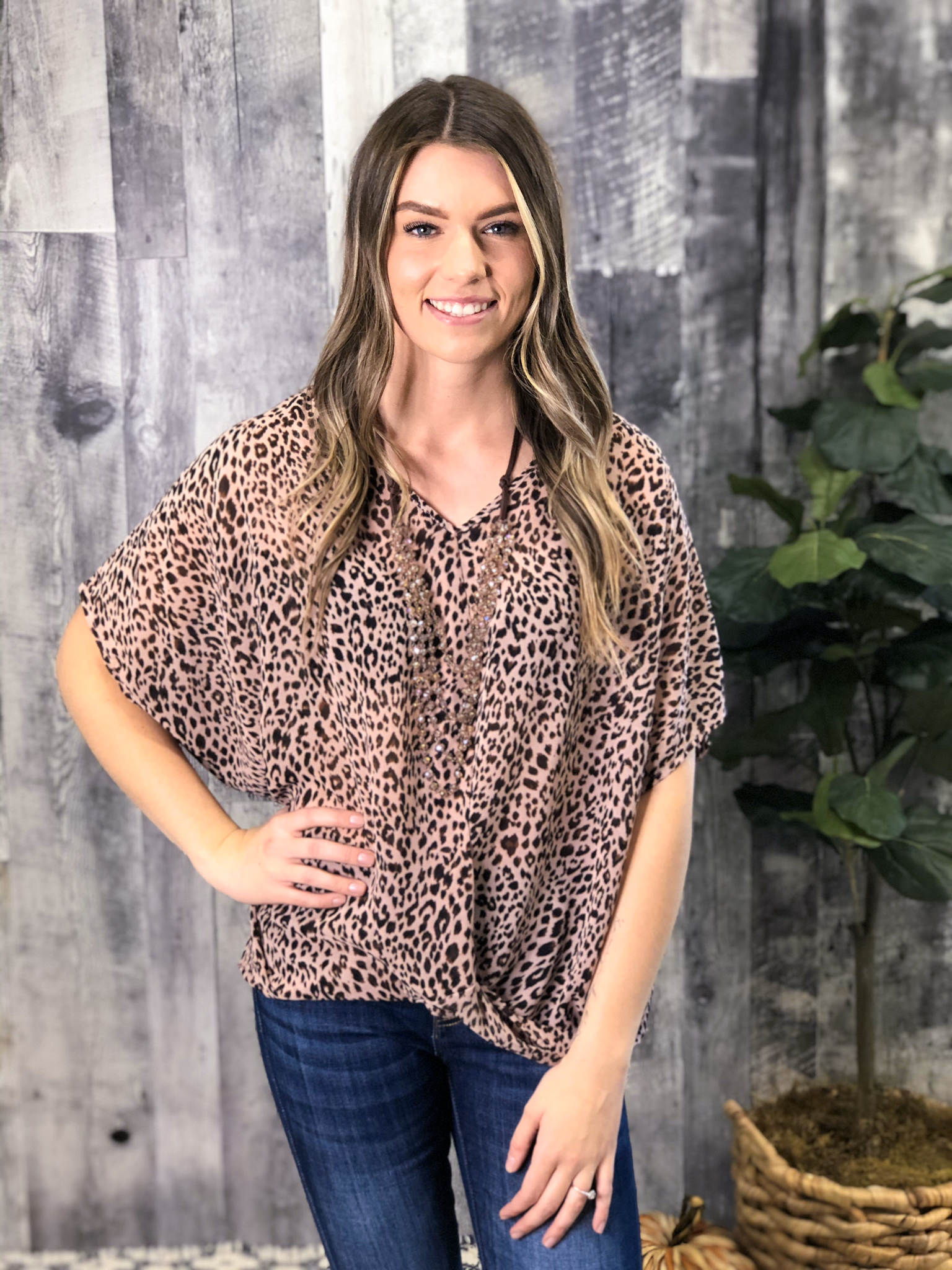 Blush Animal Print Blouse 84006