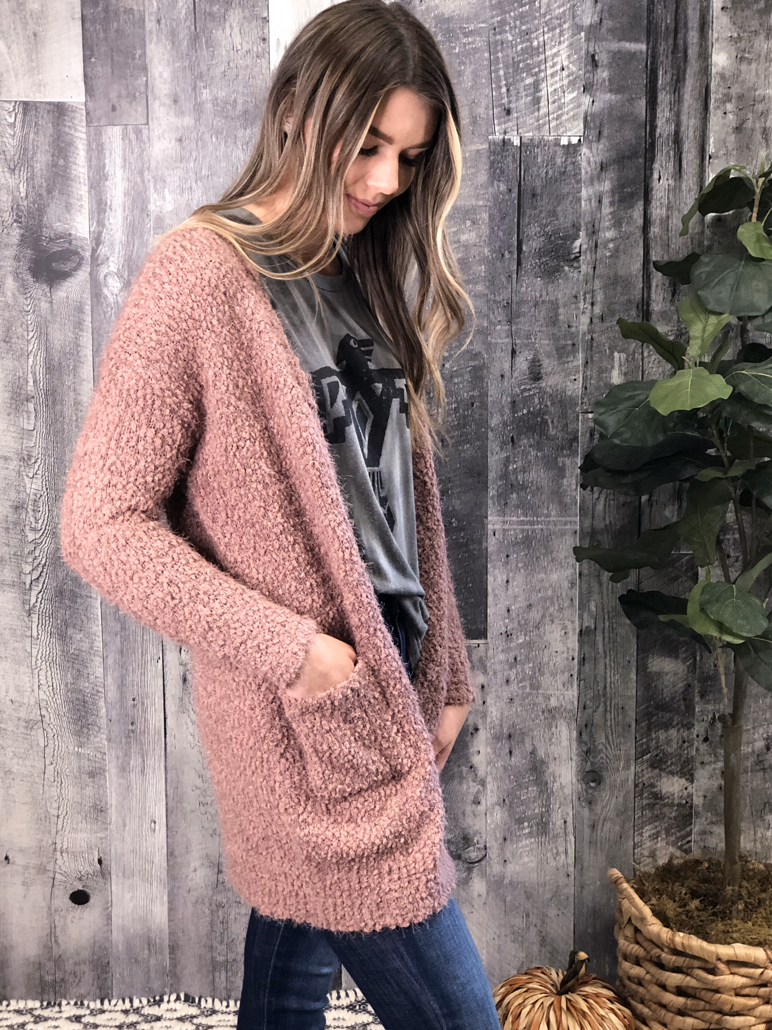Purple Mauve Sweater Cardigan