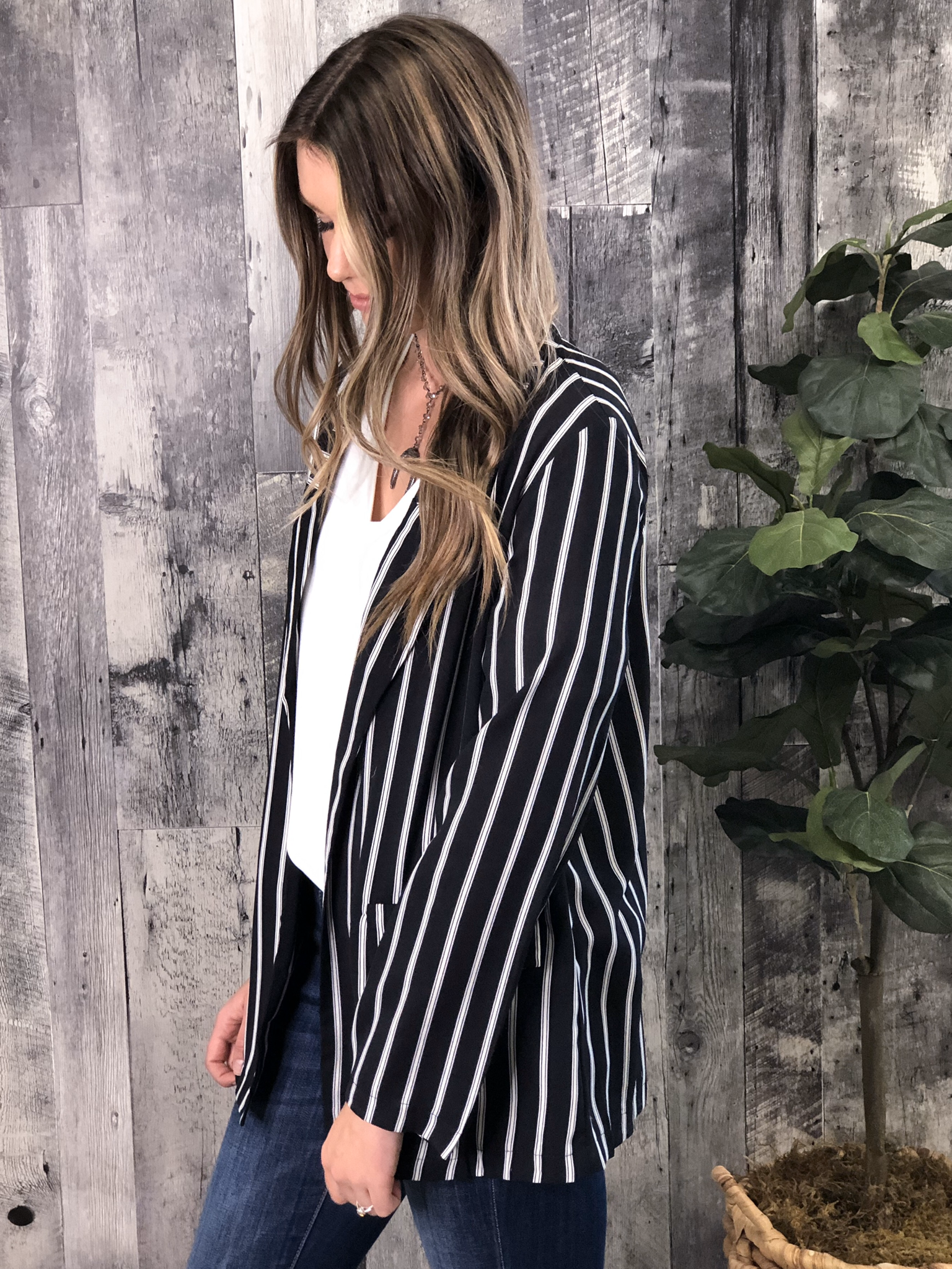 Black and White Stripe Blazer