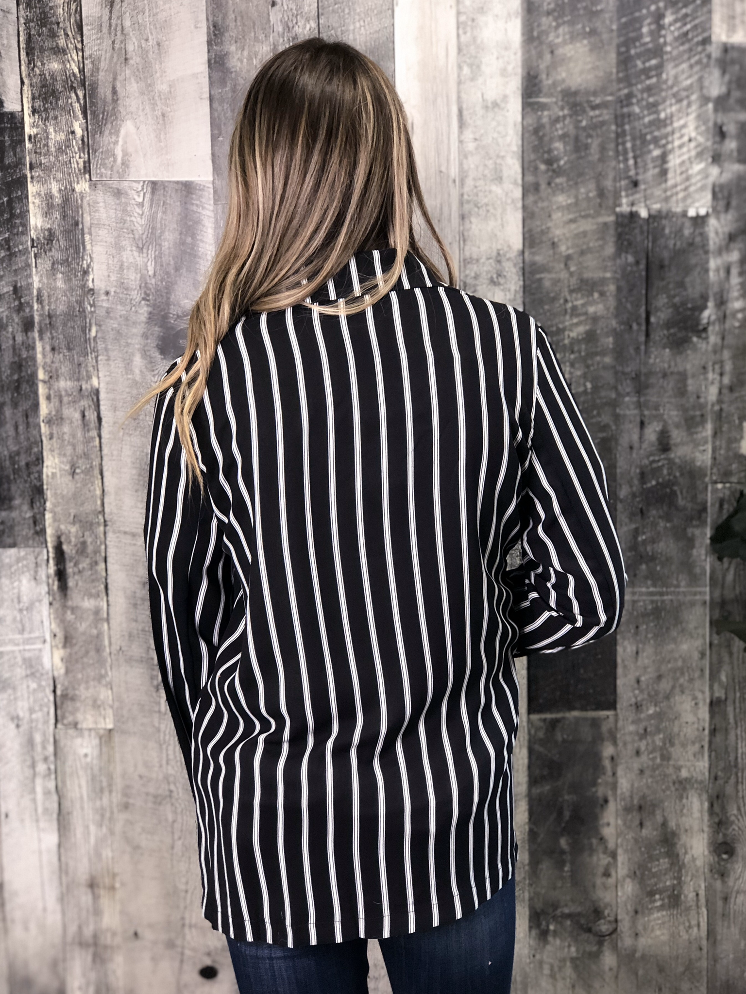 Black and White Stripe Blazer