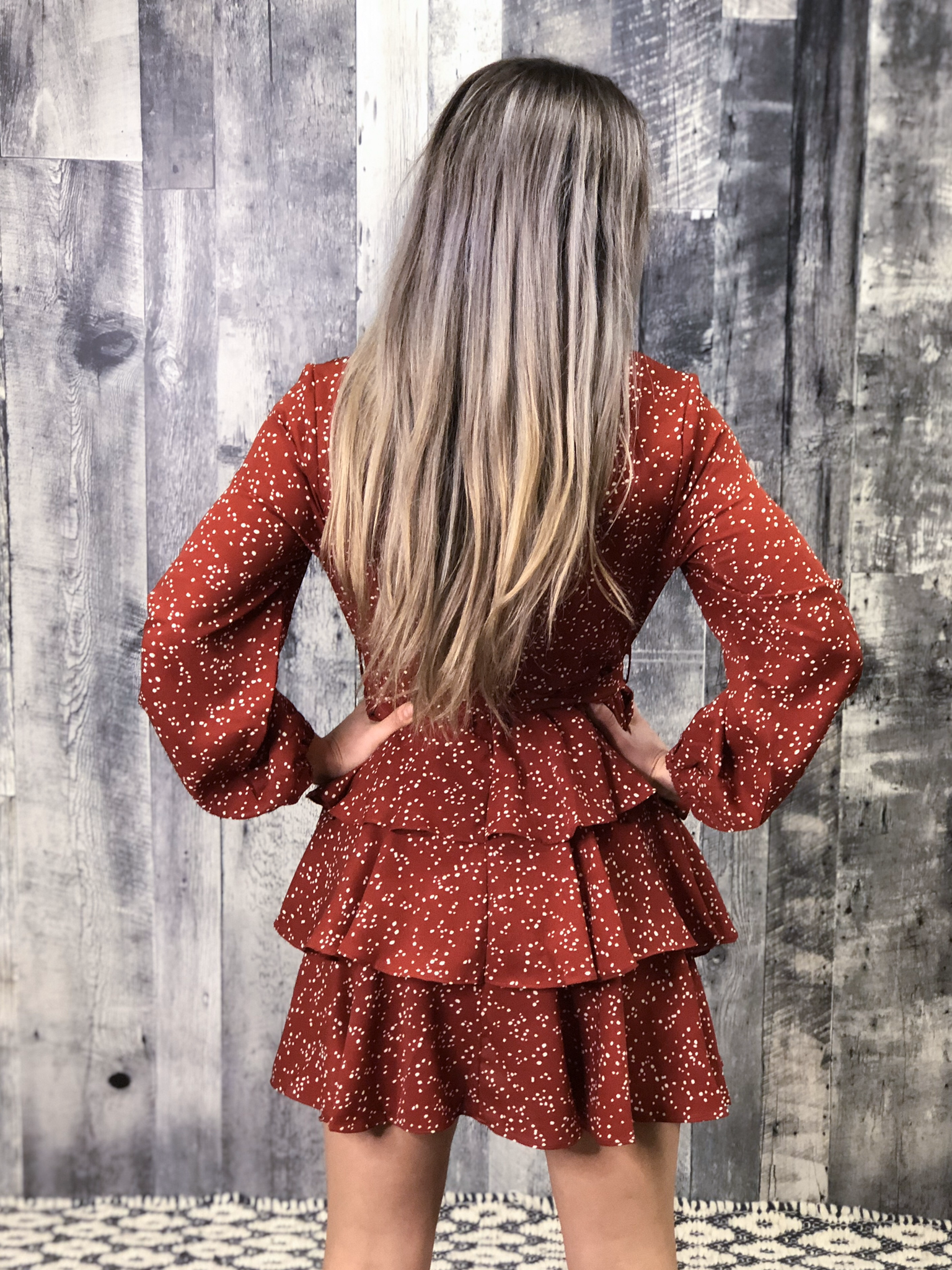Rust Tiered Dalmatian Dress