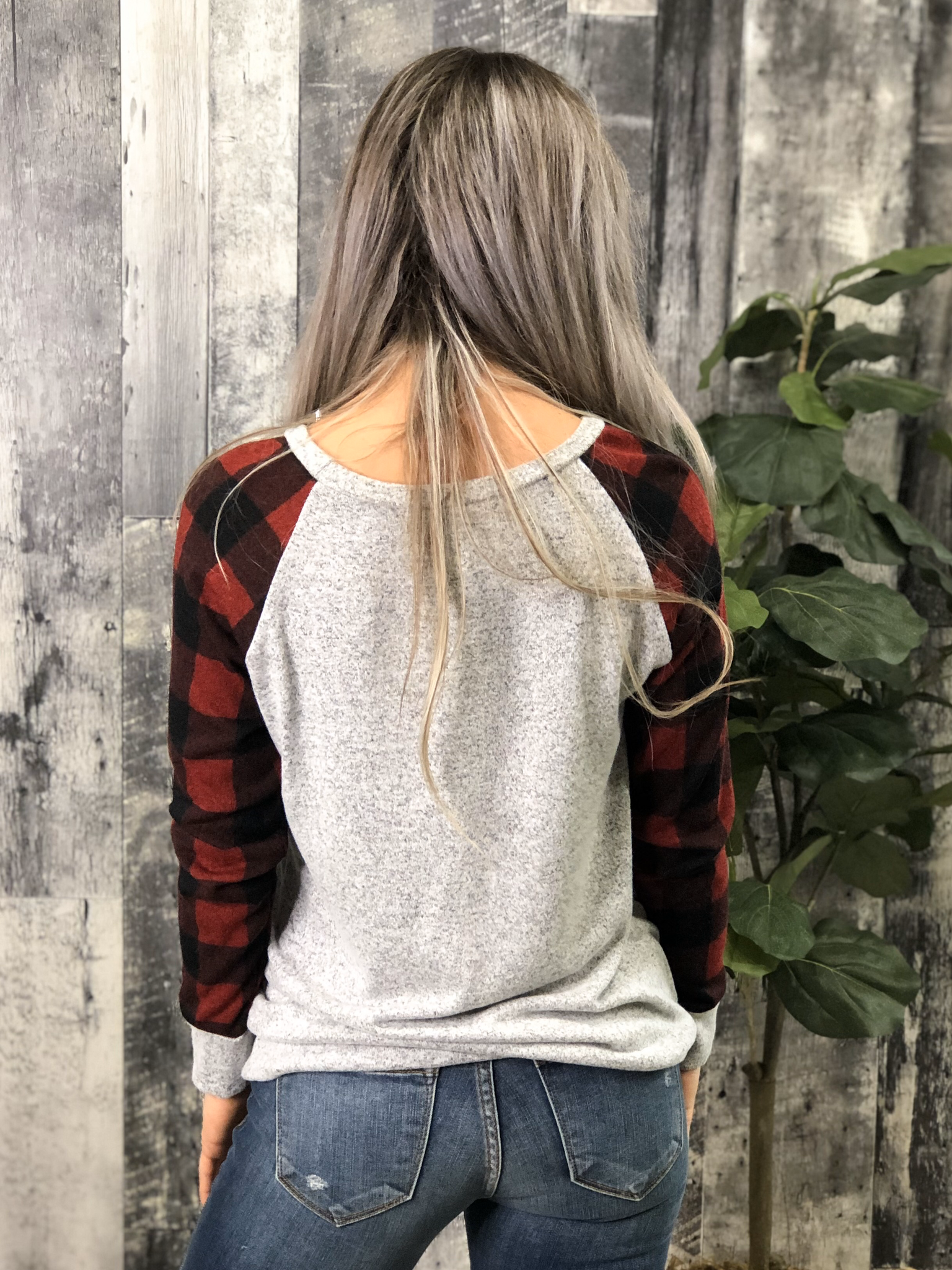 Buffalo Plaid Sleeve Top