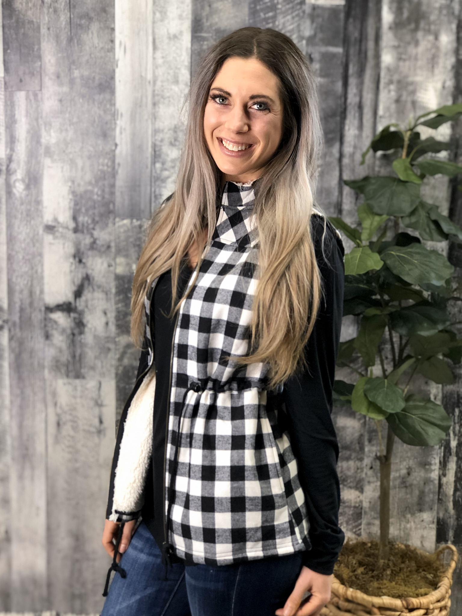White Buffalo Plaid Vest 84125