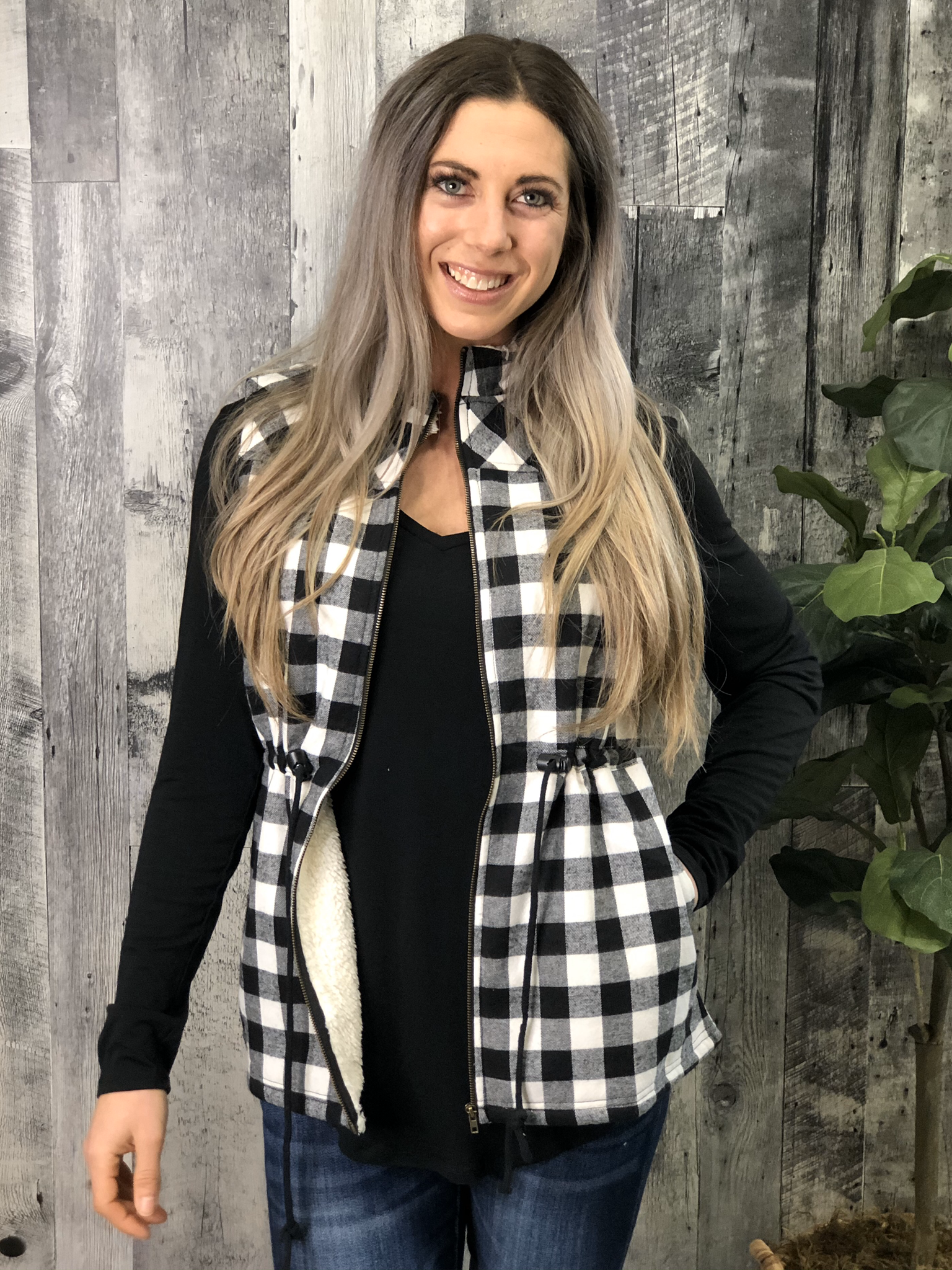 White Buffalo Plaid Vest