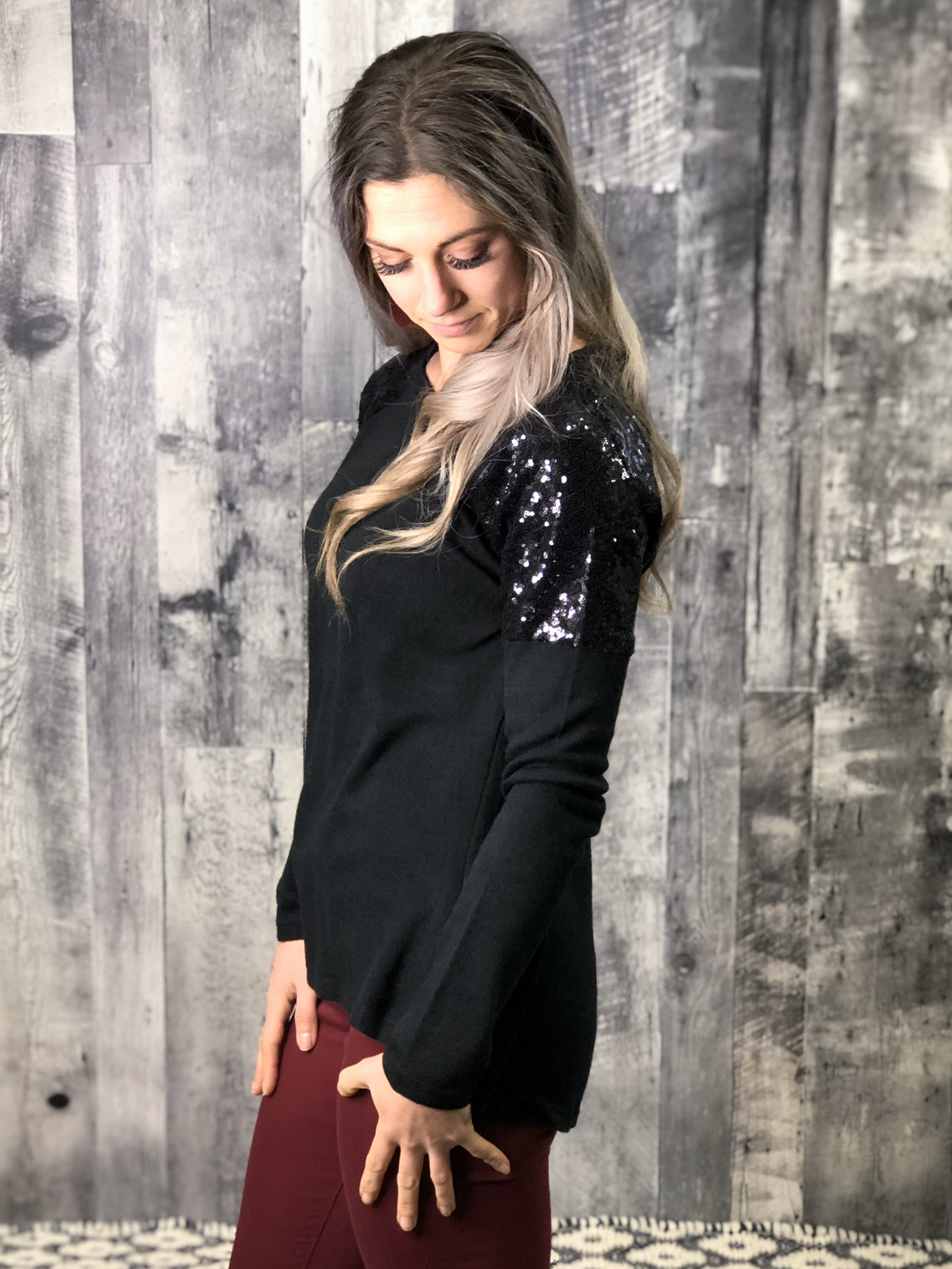 Black Sequin Sweater