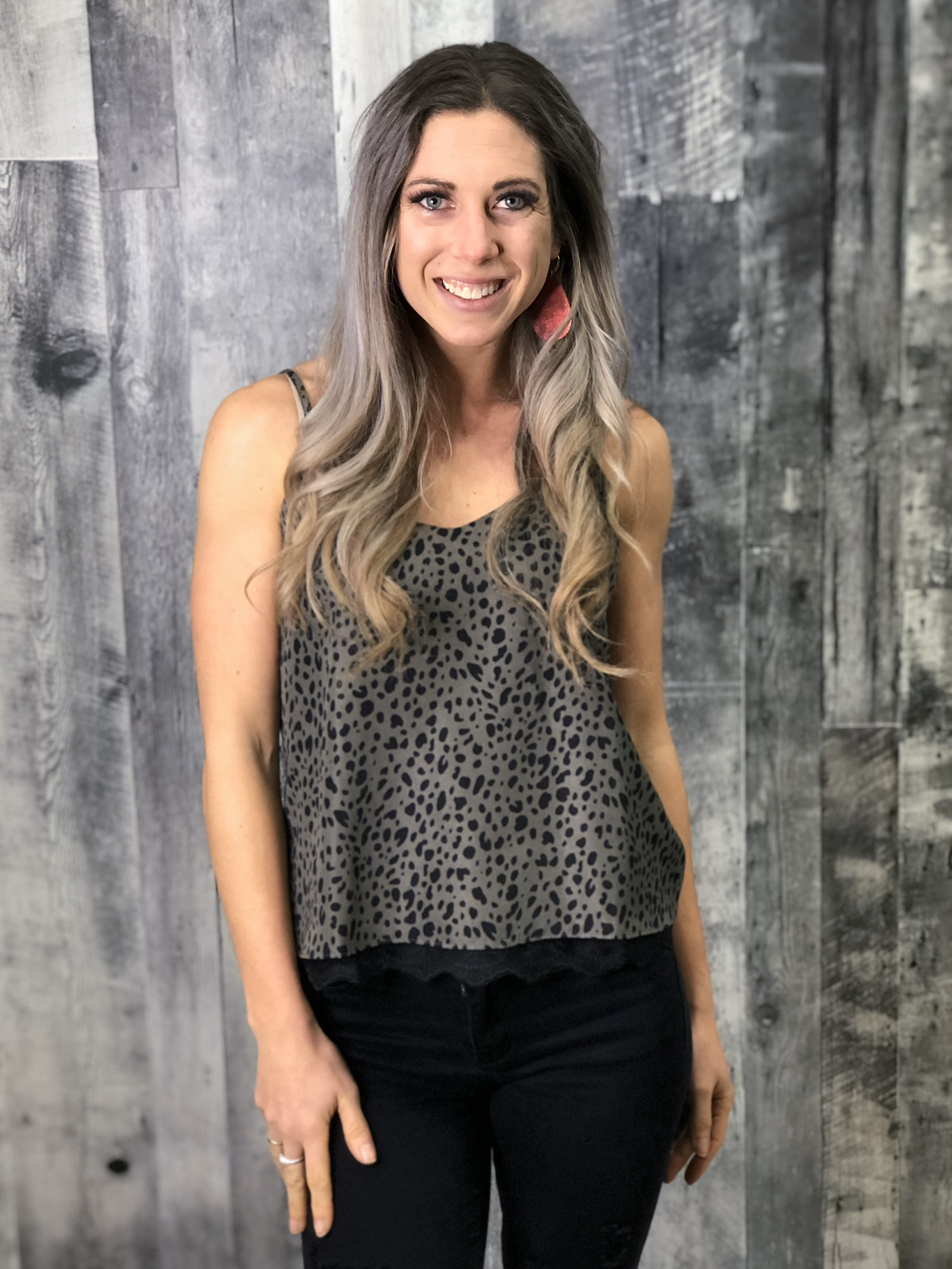 Grey Spotted Lace Tank 984176