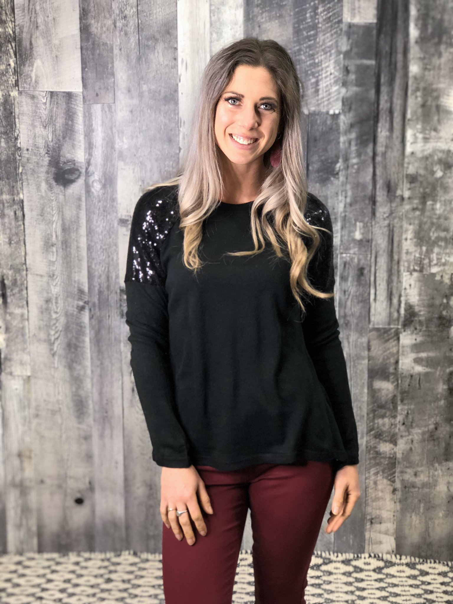 Black Sequin Sweater 84156