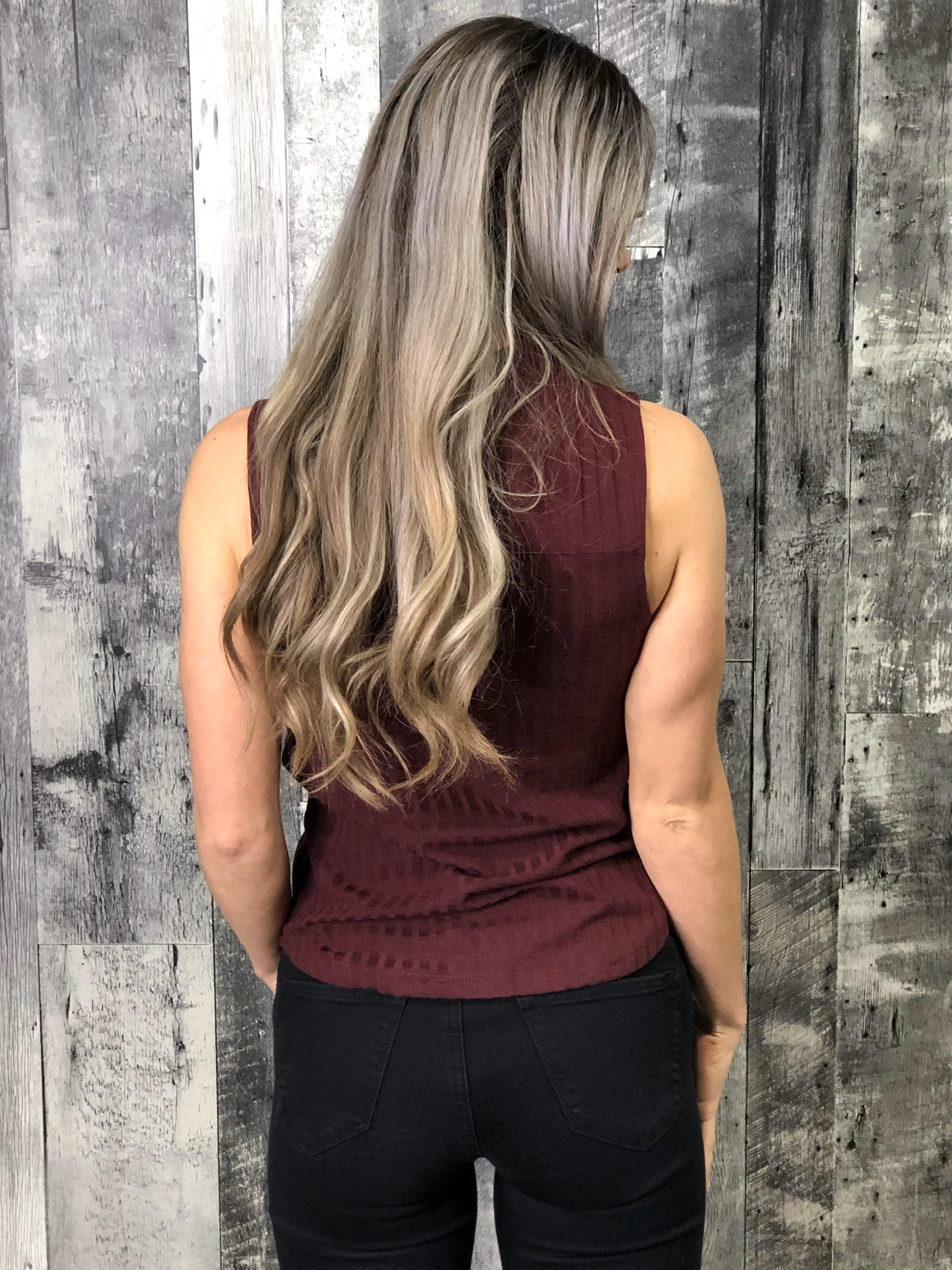Burgundy Tank with Mock Neck