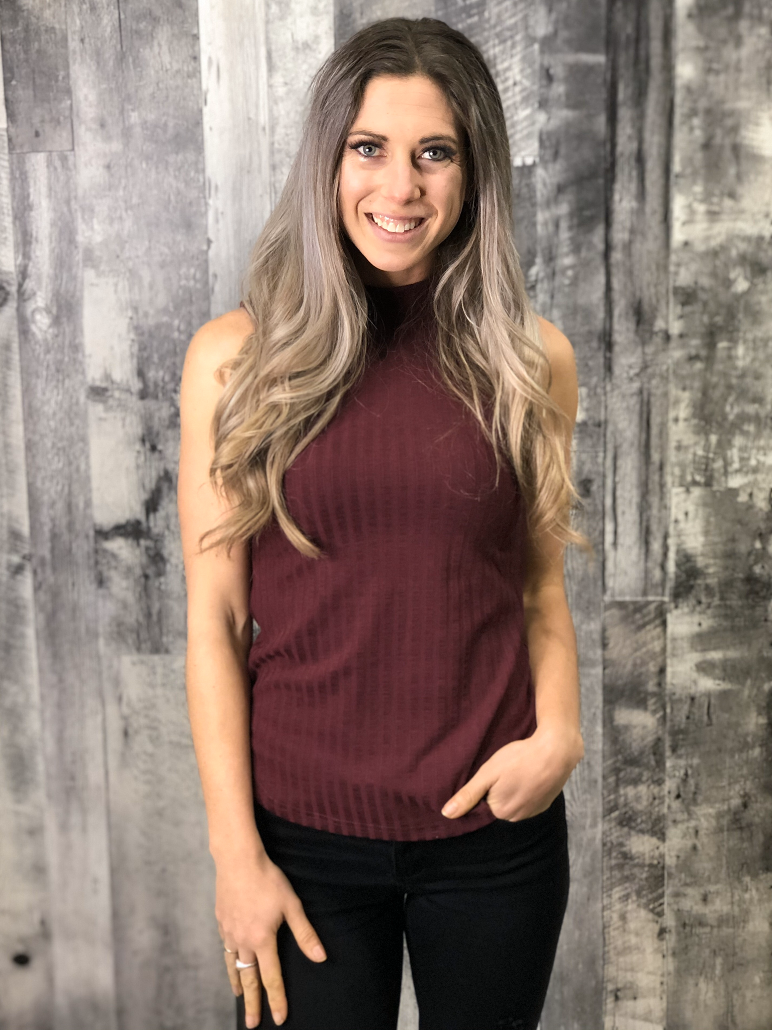 Burgundy Tank with Mock Neck 984160