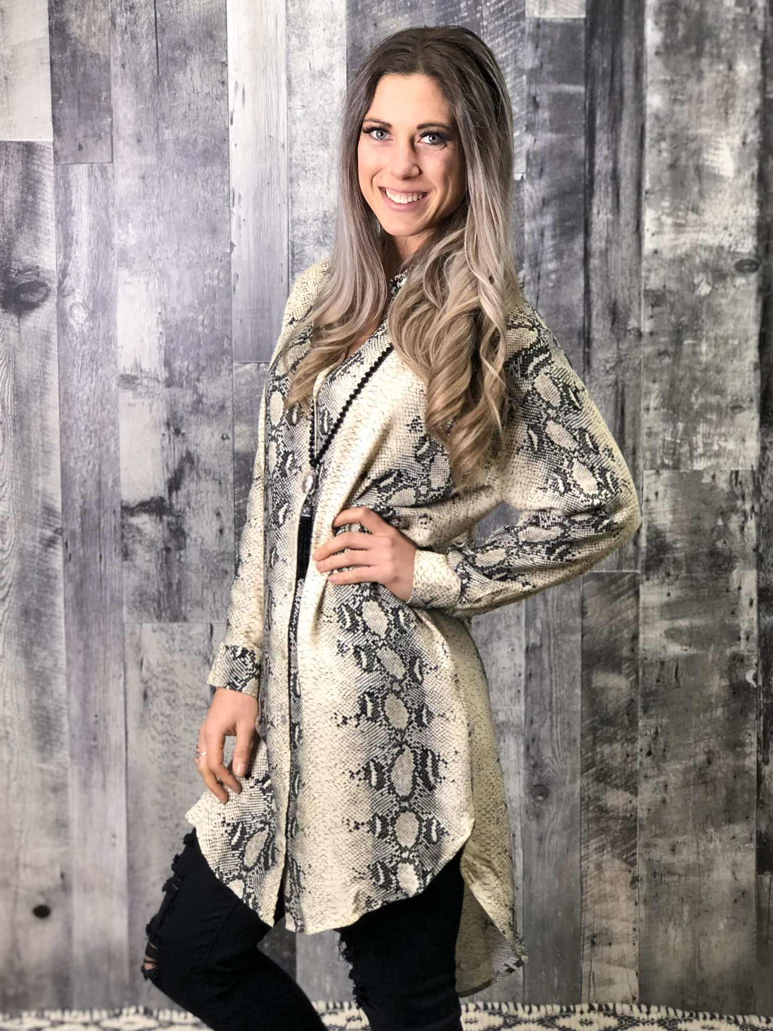 Snakeskin Button Up Tunic