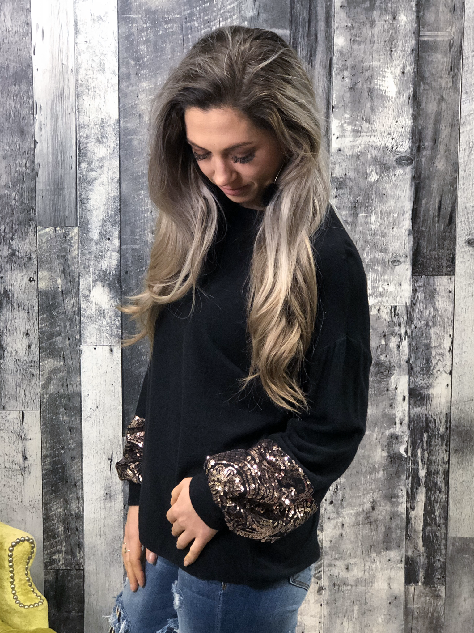 Rose Gold Sleeve Detail Top