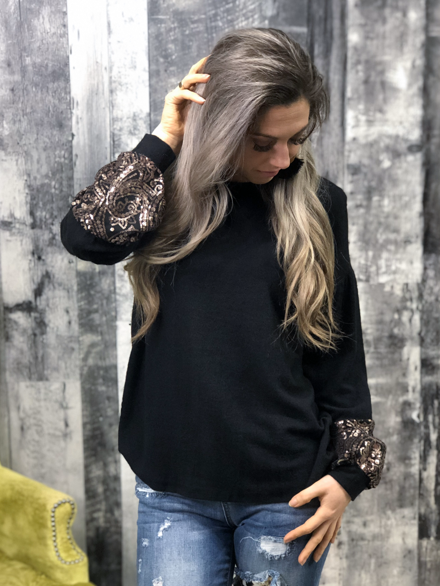 Rose Gold Sleeve Detail Top 84387