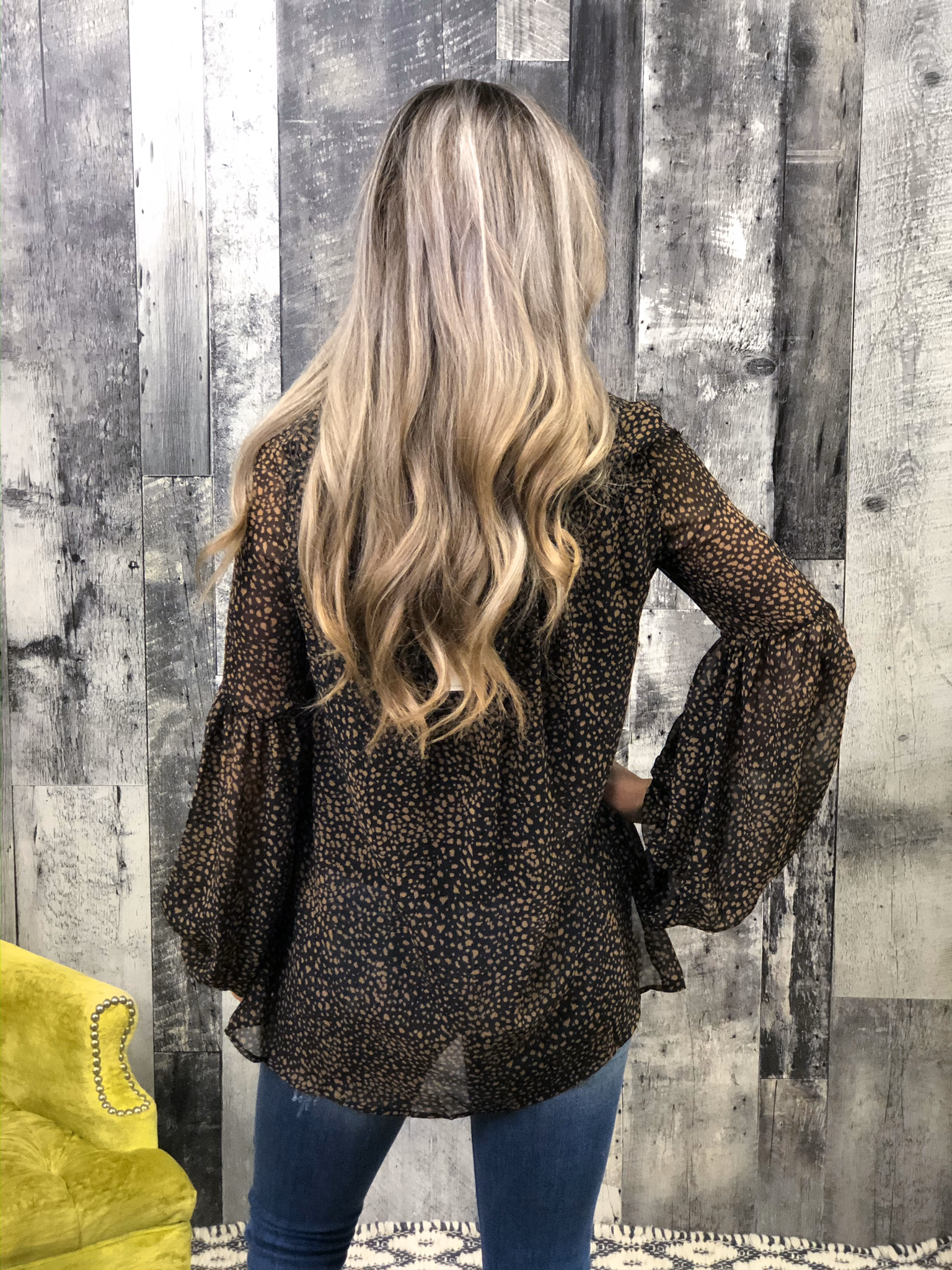 Dalmation Top Blouse with stand out sleeves