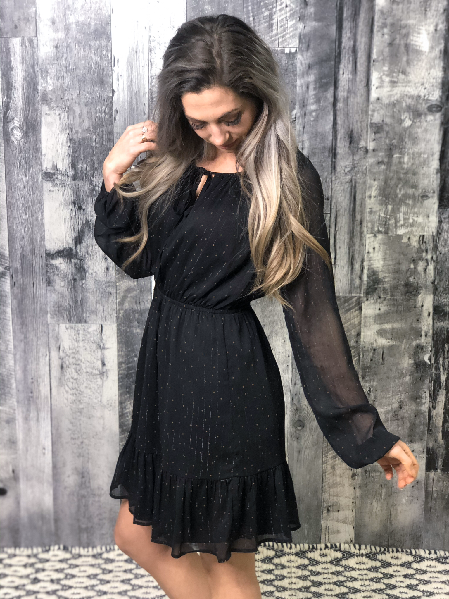 Black Polka Dotted Holiday Dress