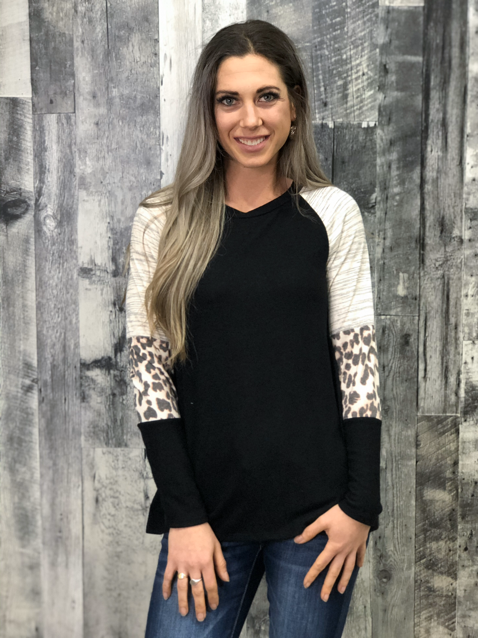 Black cheetah block Long Sleeve 84459