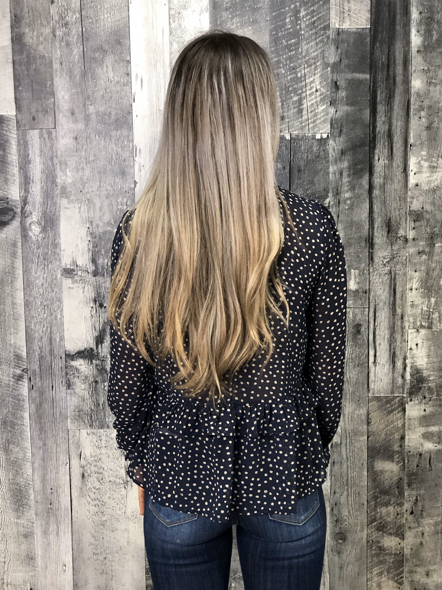 Navy Polka Dot Blouse