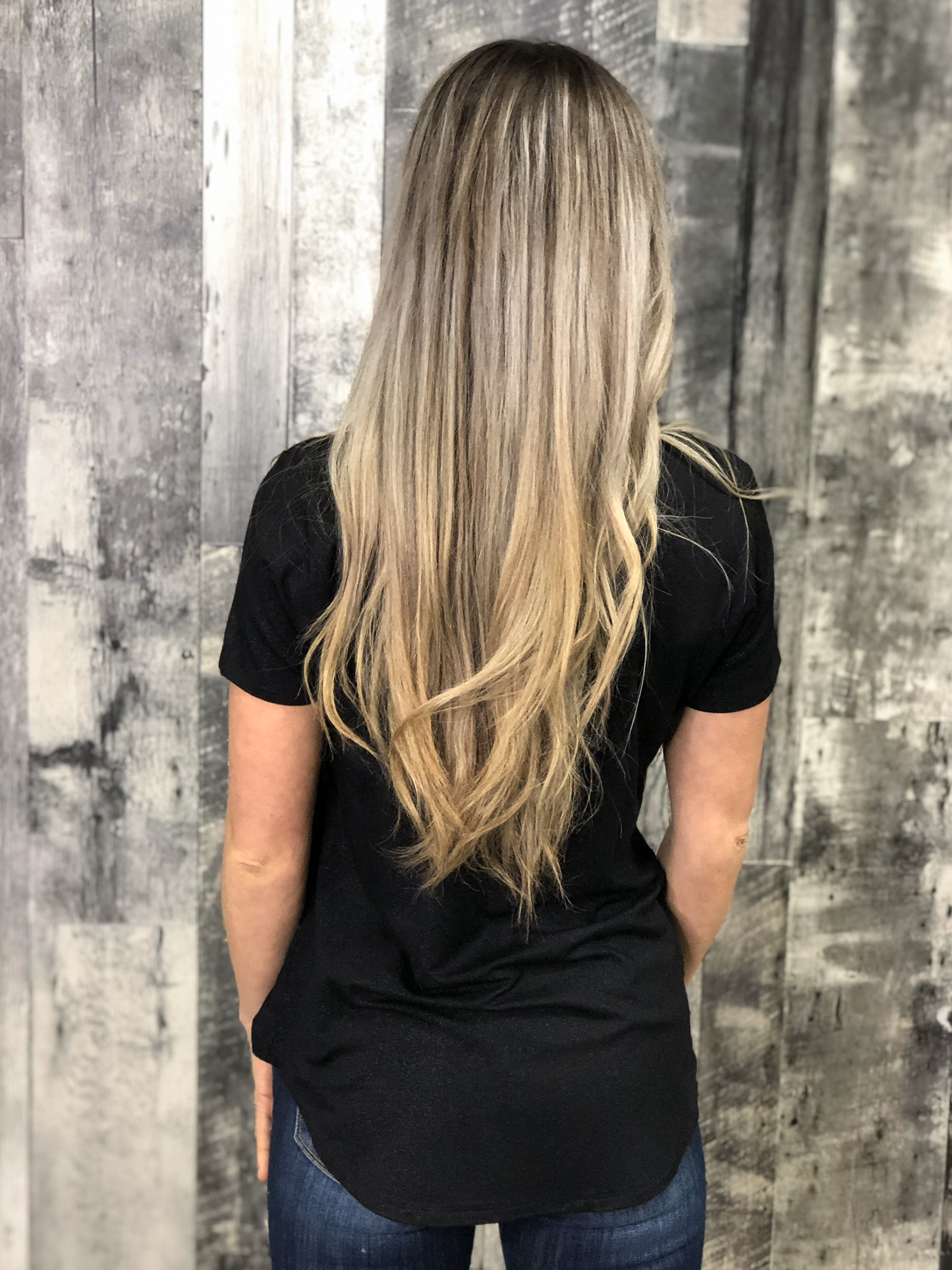 Subtle Sparkle Vneck Tee - Black