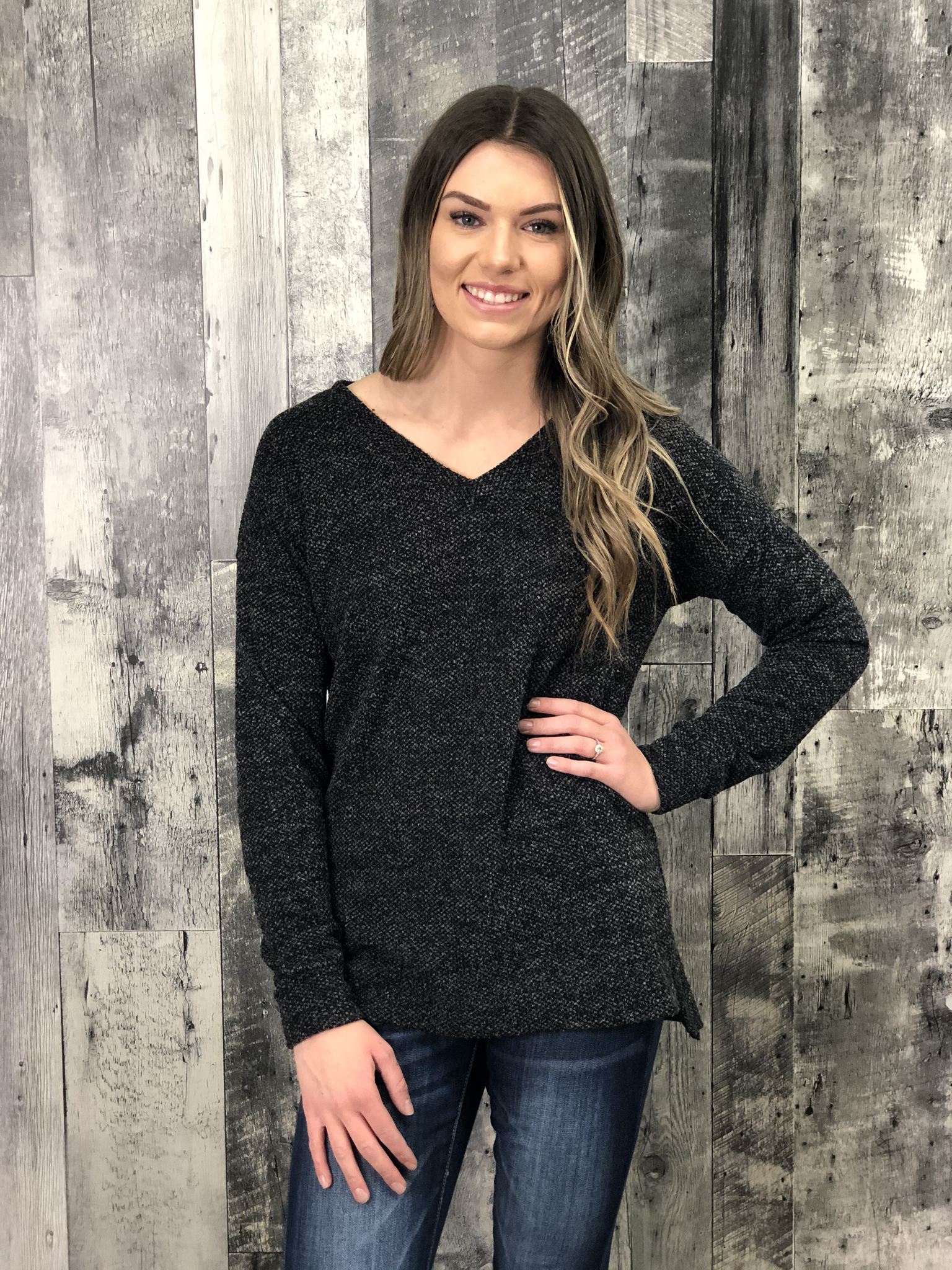 Tunic Heathered Top - Black 84612
