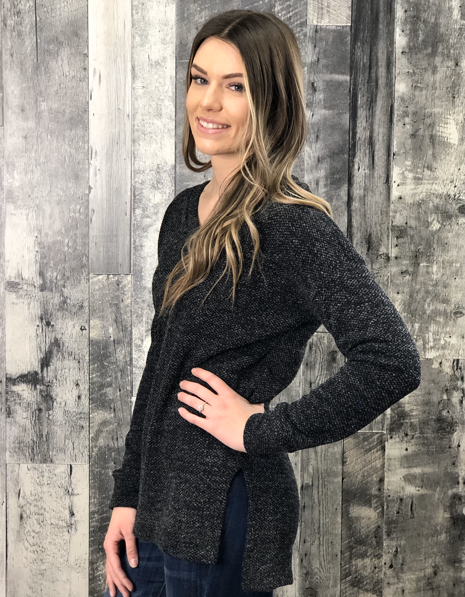 Tunic Heathered Top - Black