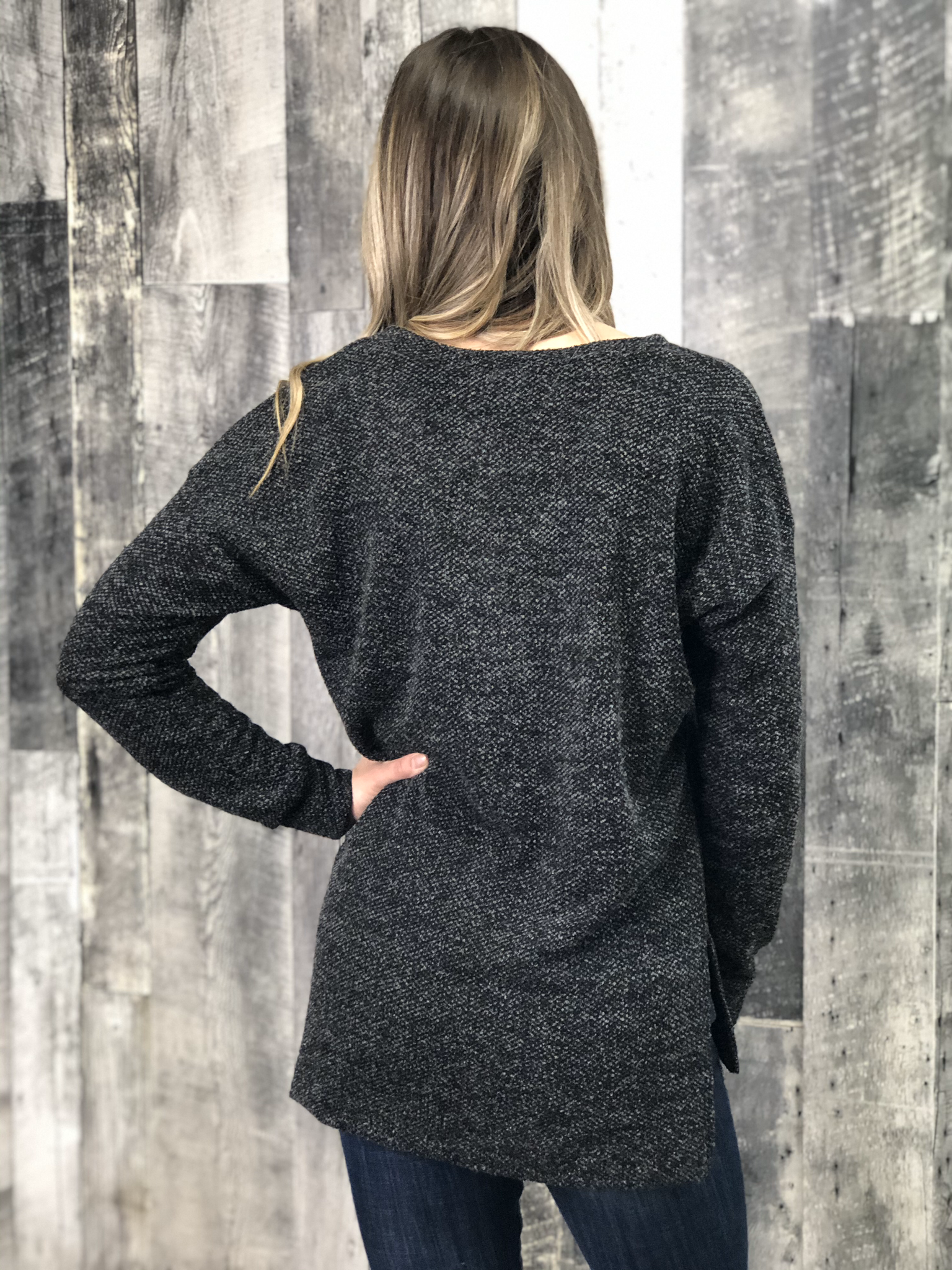 Tunic Heathered Top - Black