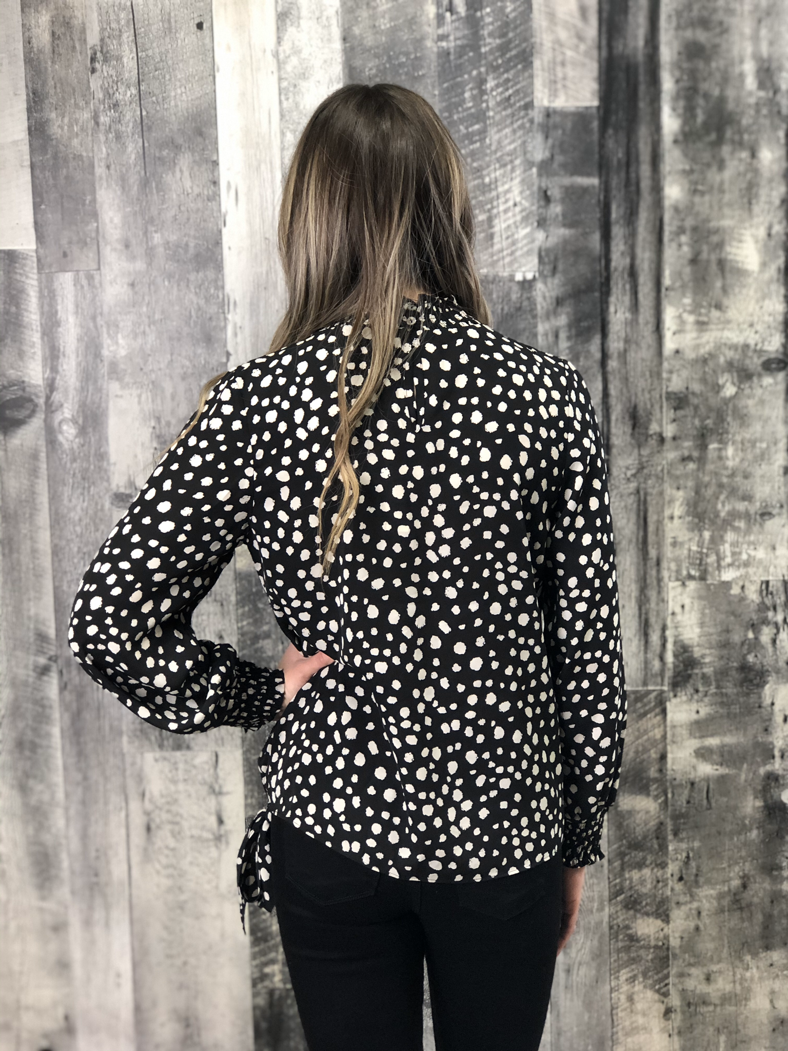 Dalmatian Print Side Tie Blouse