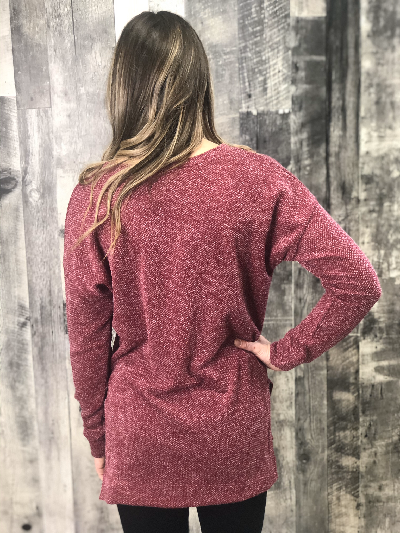 Tunic Heathered Top - Burgundy
