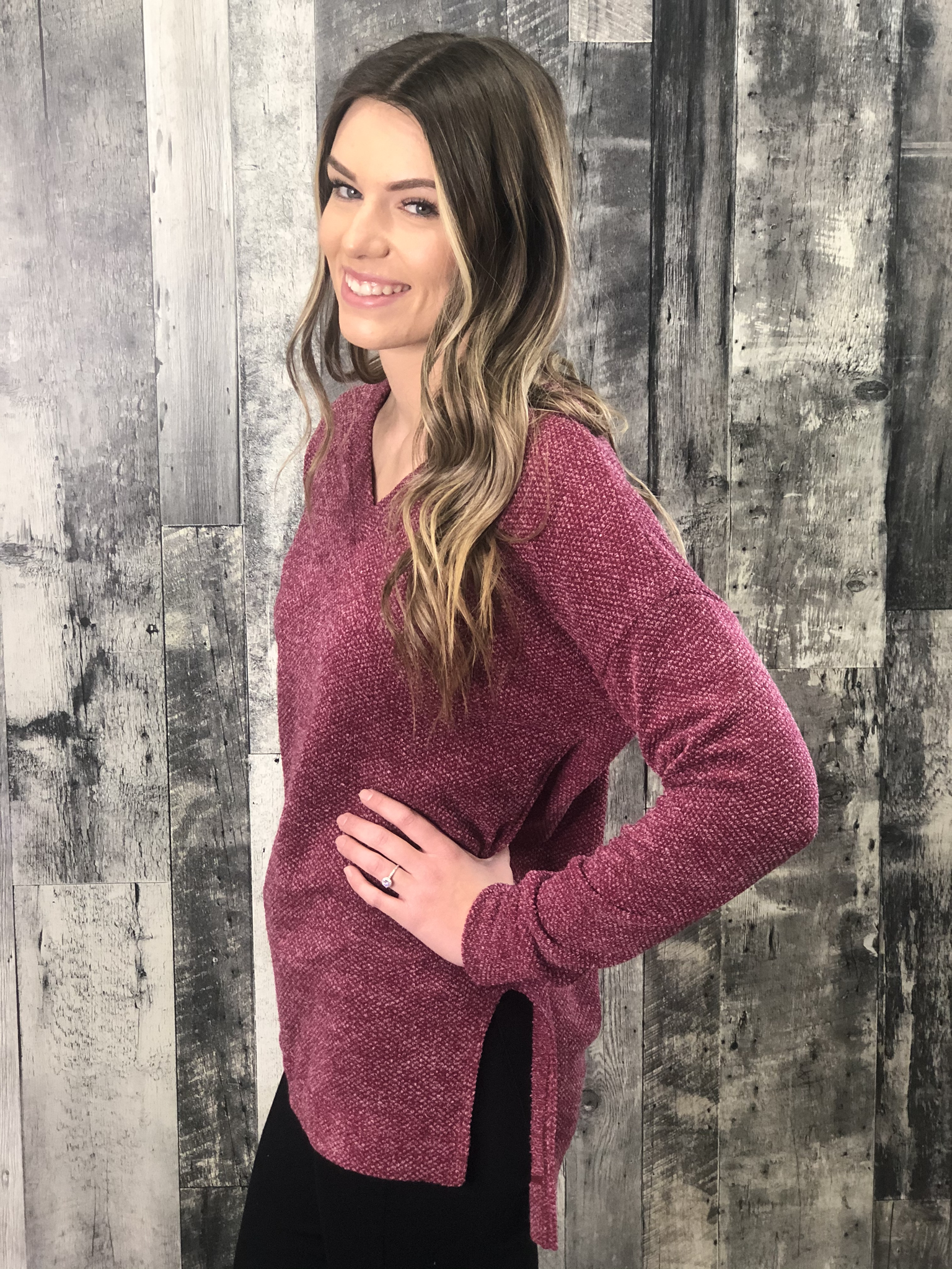 Tunic Heathered Top - Burgundy