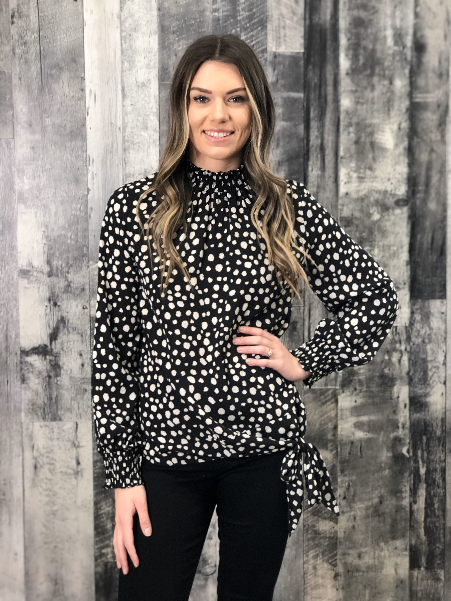 Dalmatian Print Side Tie Blouse 84623