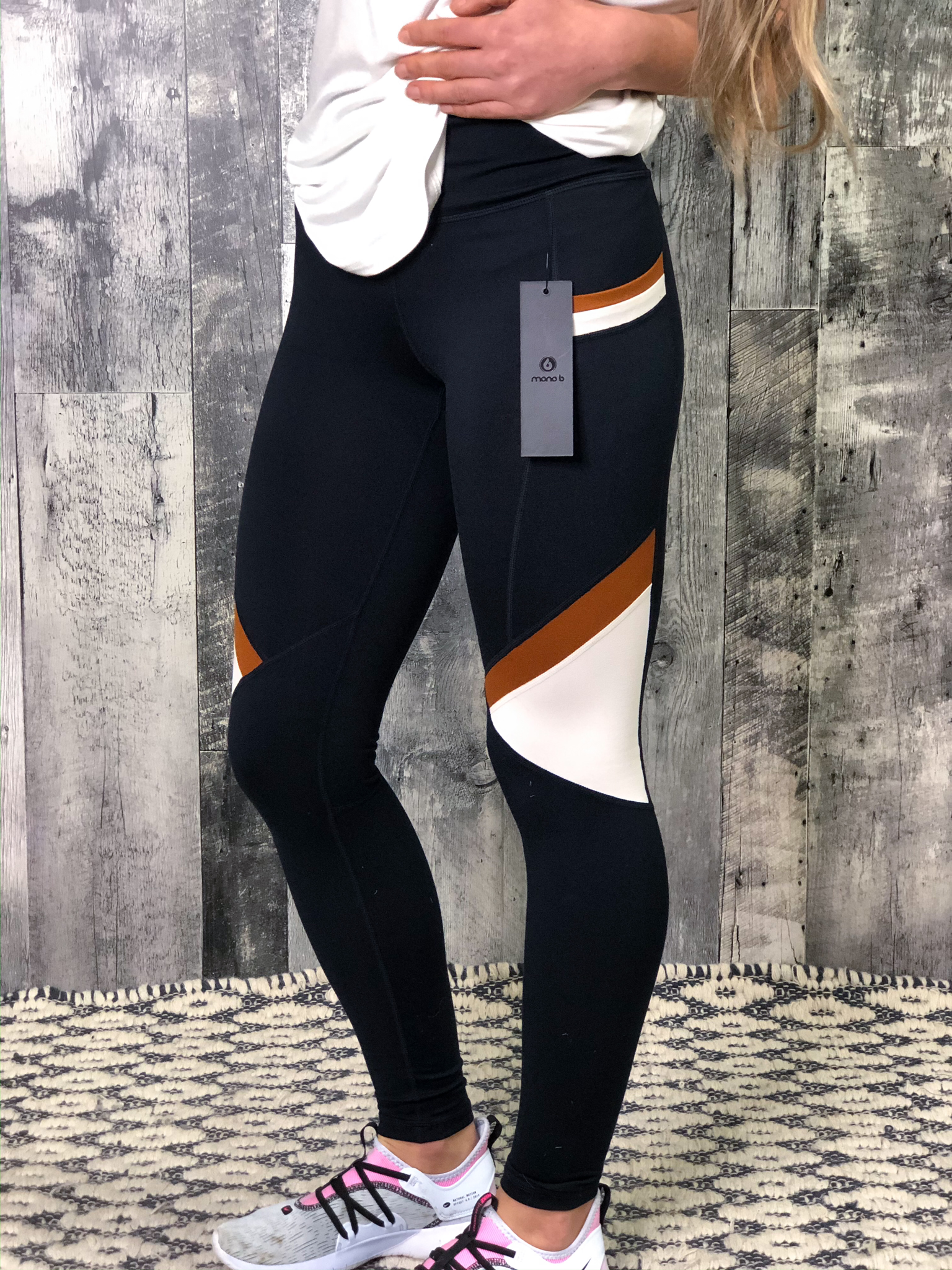 Athletic Legging - Rust/Navy Colorblock