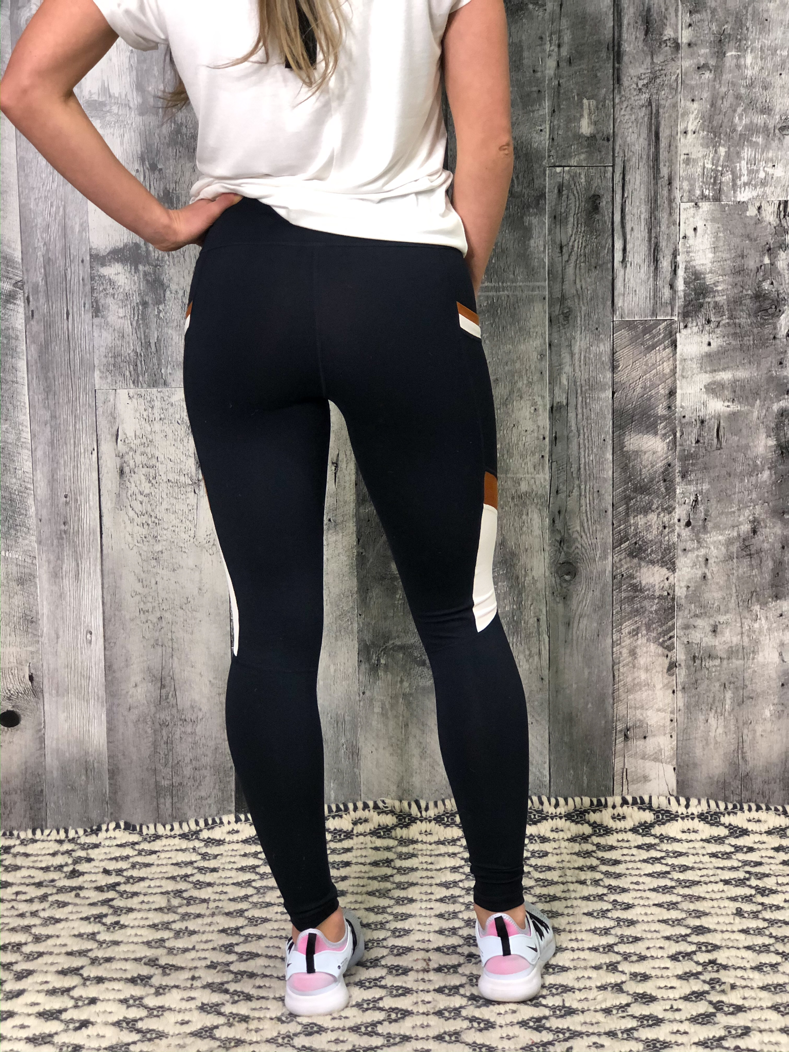 Athletic Legging - Rust/Navy Colorblock