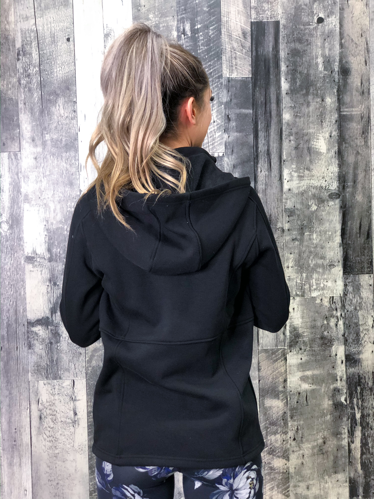 Athletic Zip Up Hoodie - Black