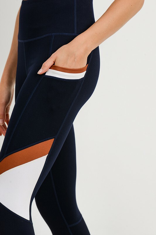 Athletic Legging - Rust/Navy Colorblock