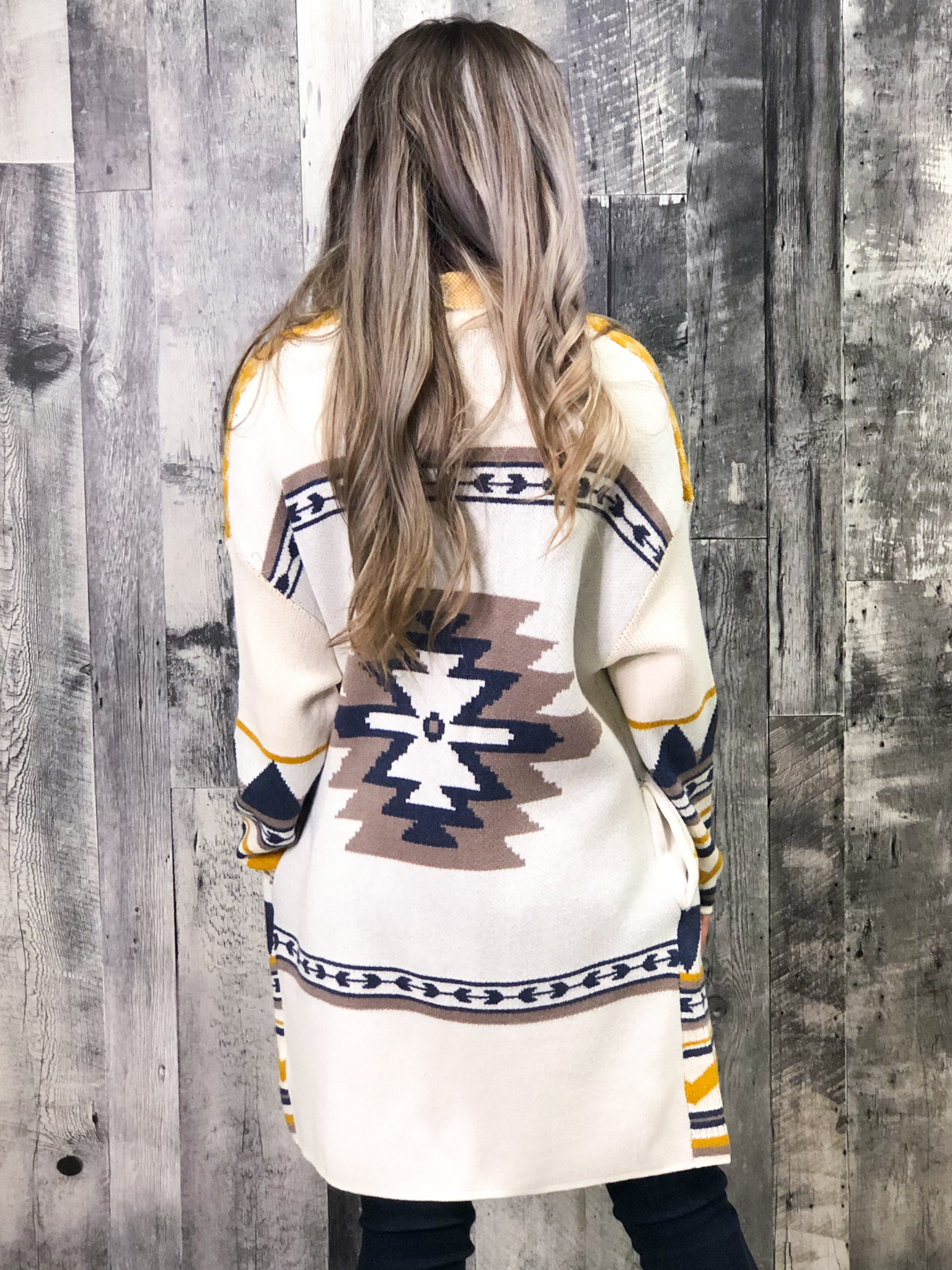 Navy & Mustard Aztec Cardigan