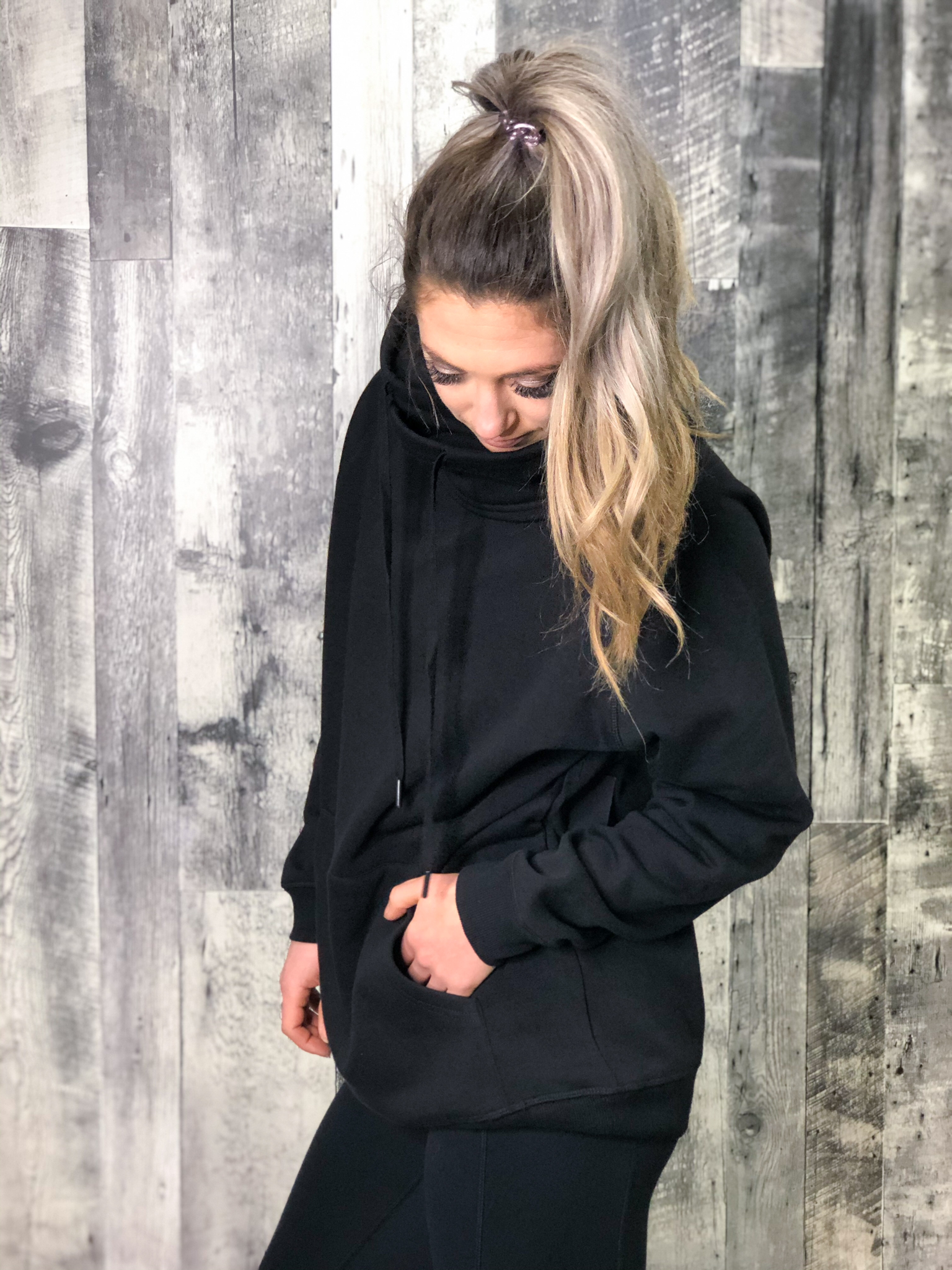 Athletic Cowl Neck Sweater - Black