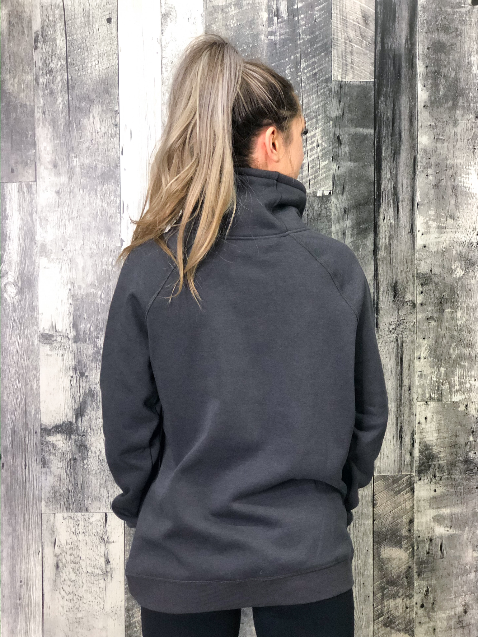 Athletic Cowl Neck Sweater - Charcoal