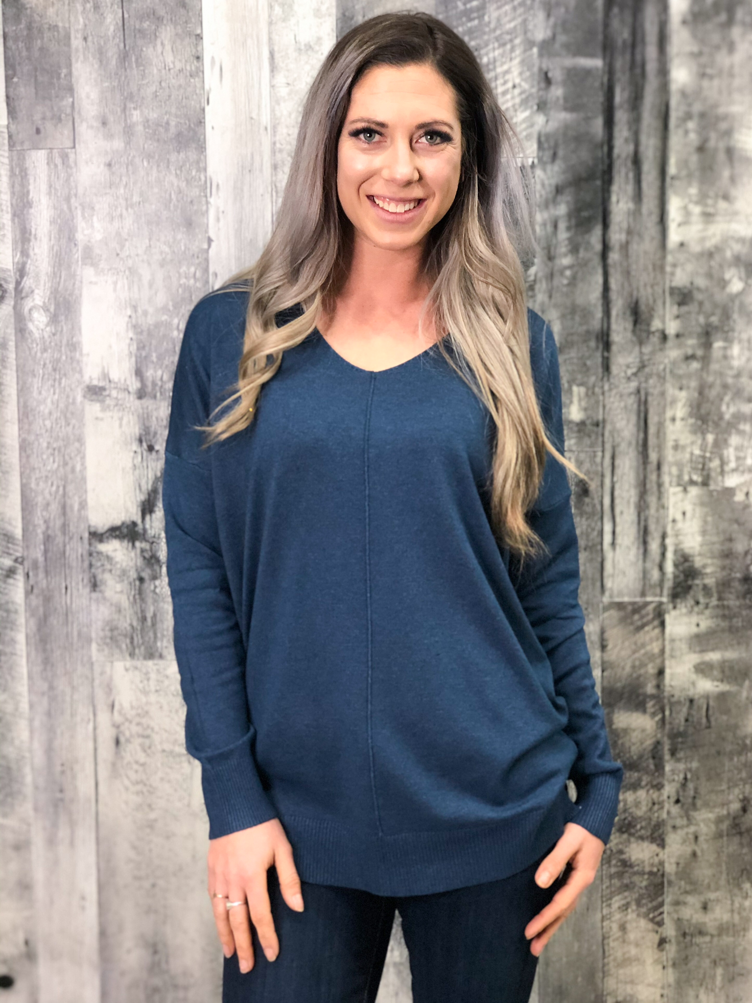 Teal V-Neck Sweatshirt 84754