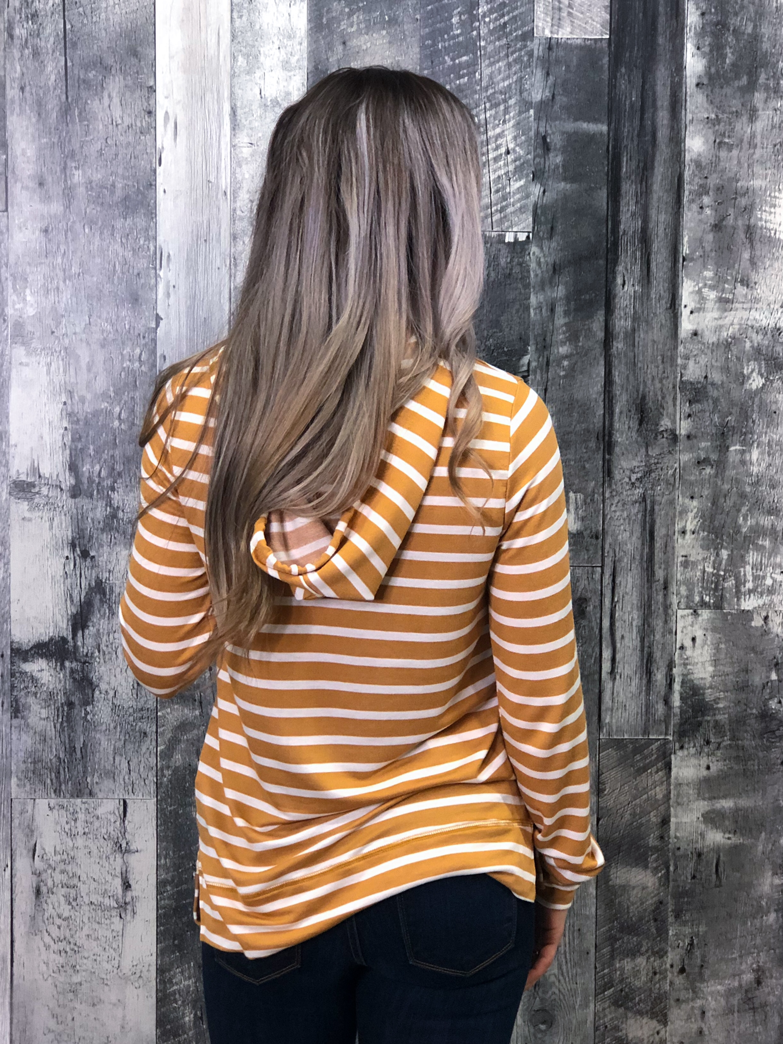 Mustard Striped Lightweight Hoodie