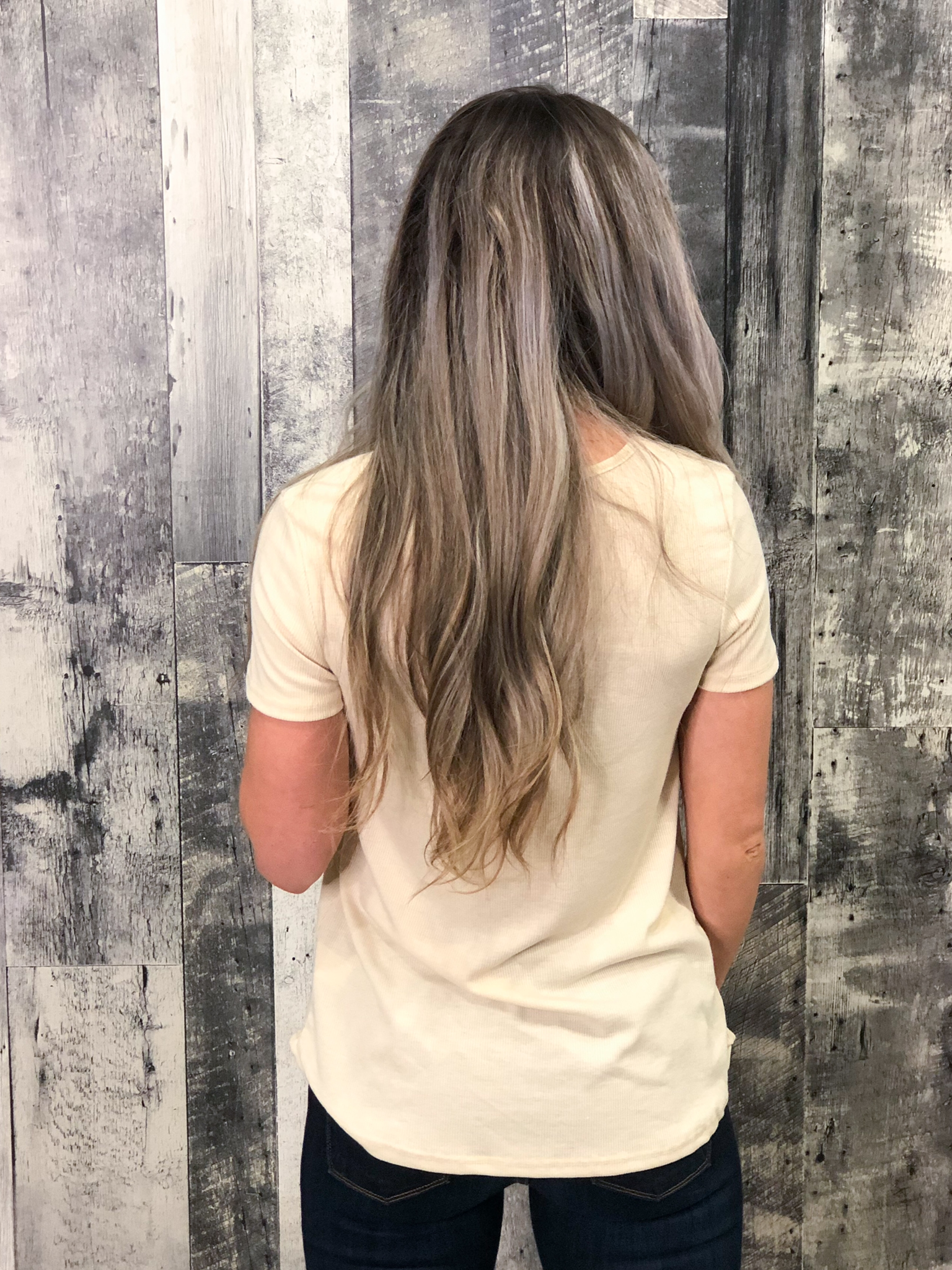 Strappy Ivory Tee with ribbing