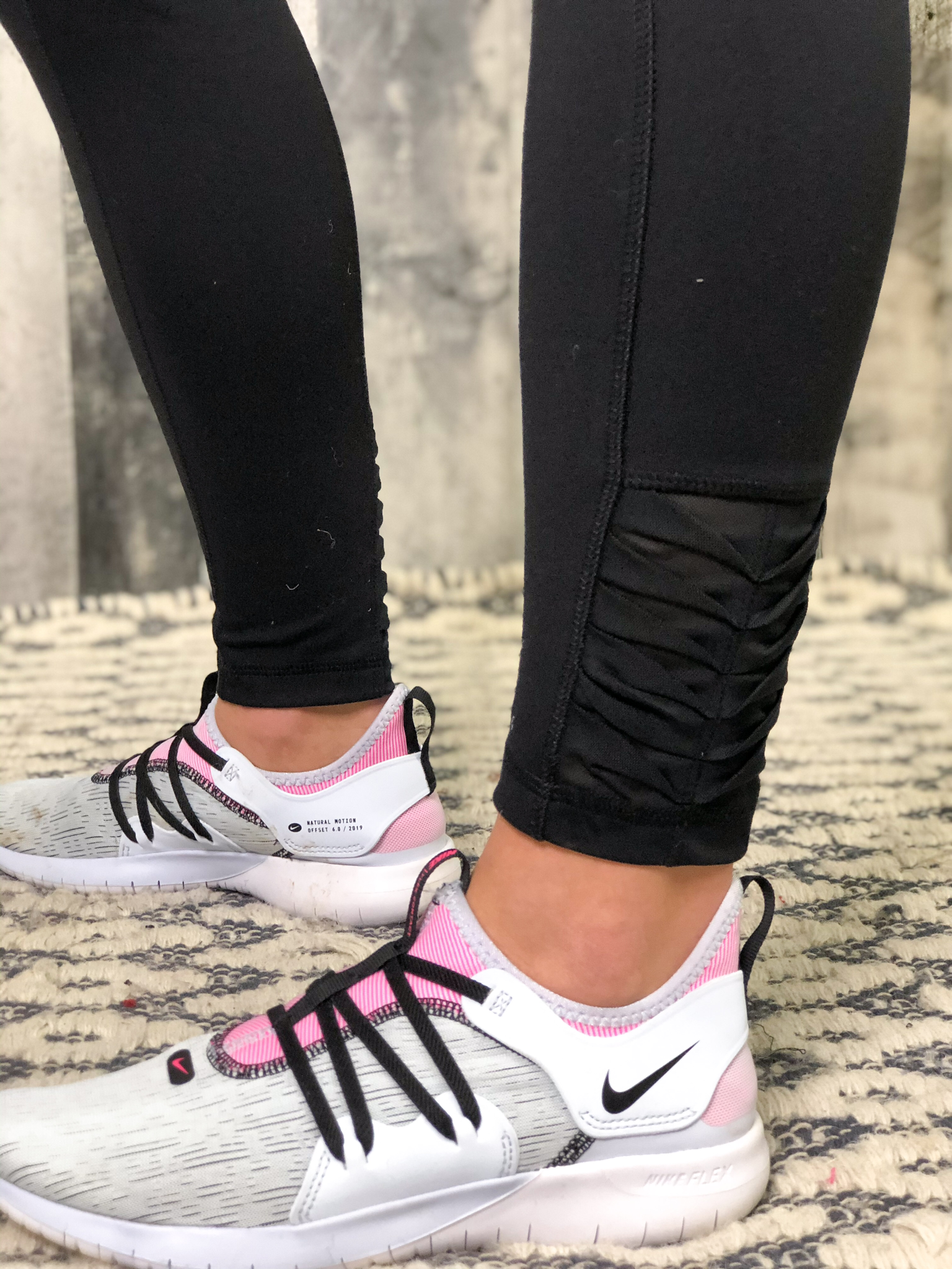Athletic Legging With Mesh Pocket And Ruffle Ankle Detail