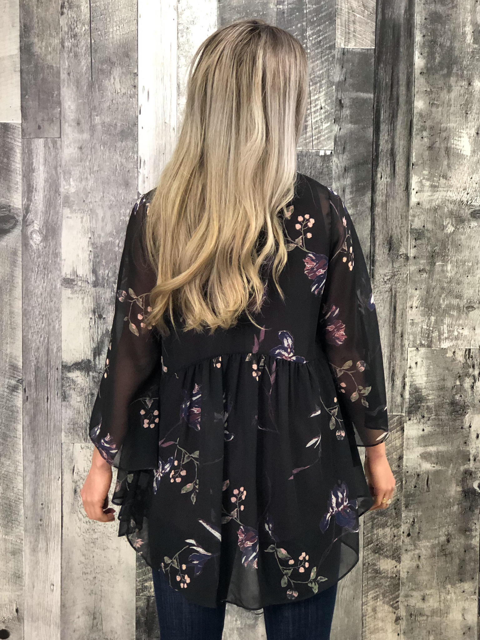 Black Floral Kimono