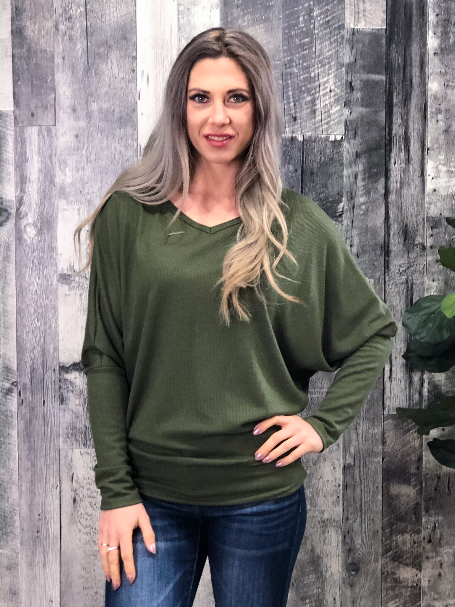 Olive Thermal Long Sleeve Dolman 99999994