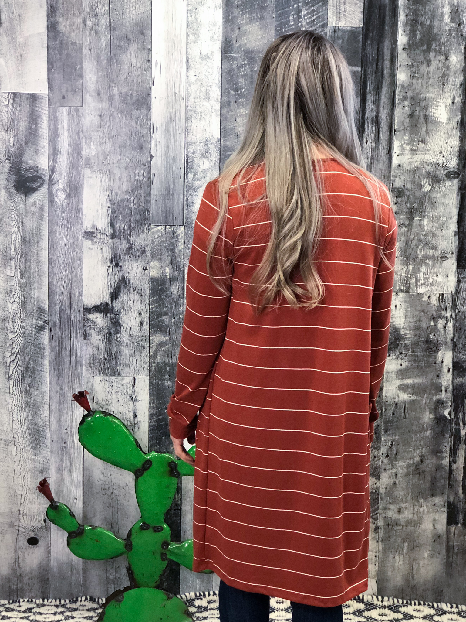 Rust Striped Cardigan