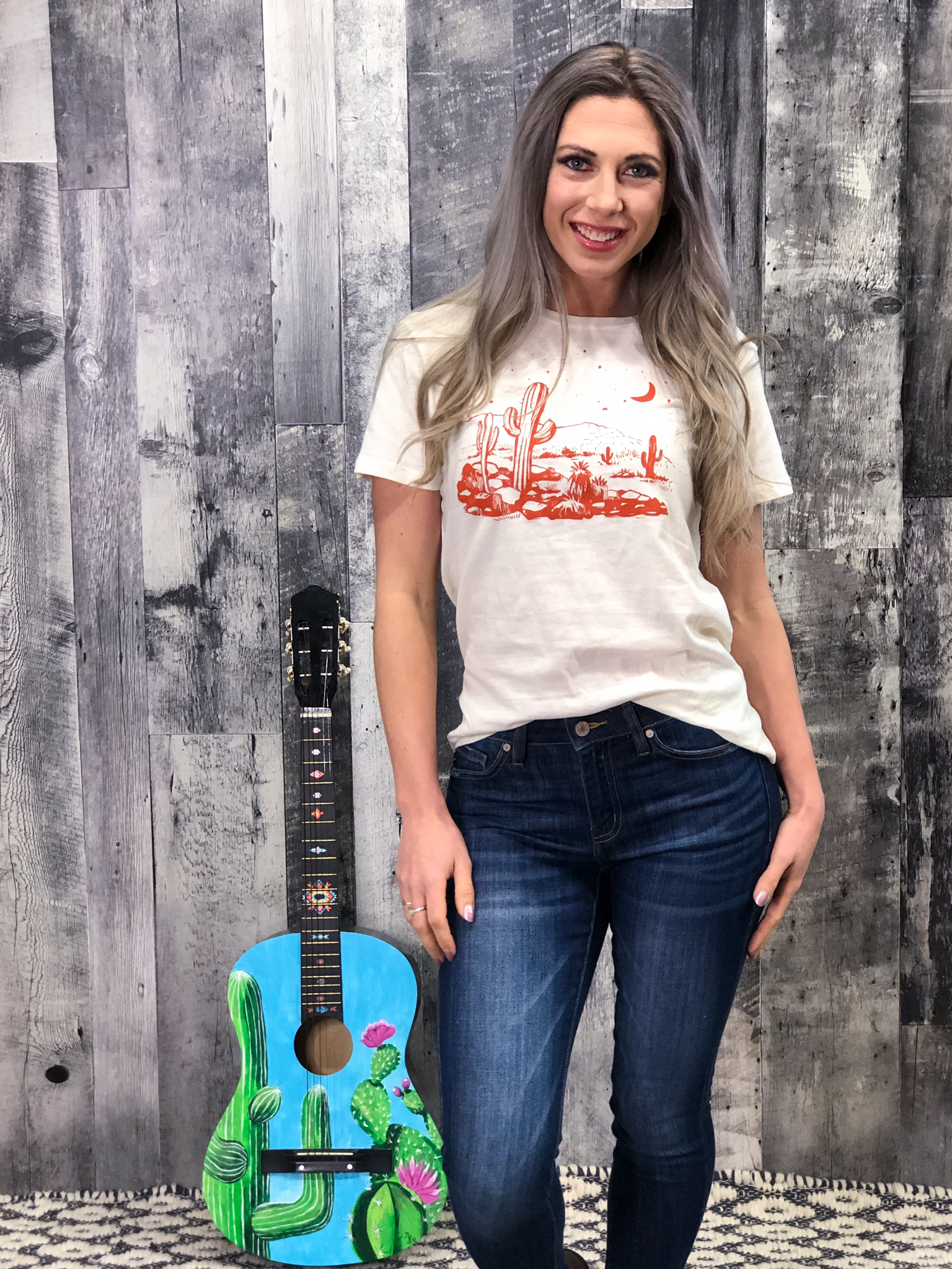 Cactus Tee - Ivory and Rust 999968
