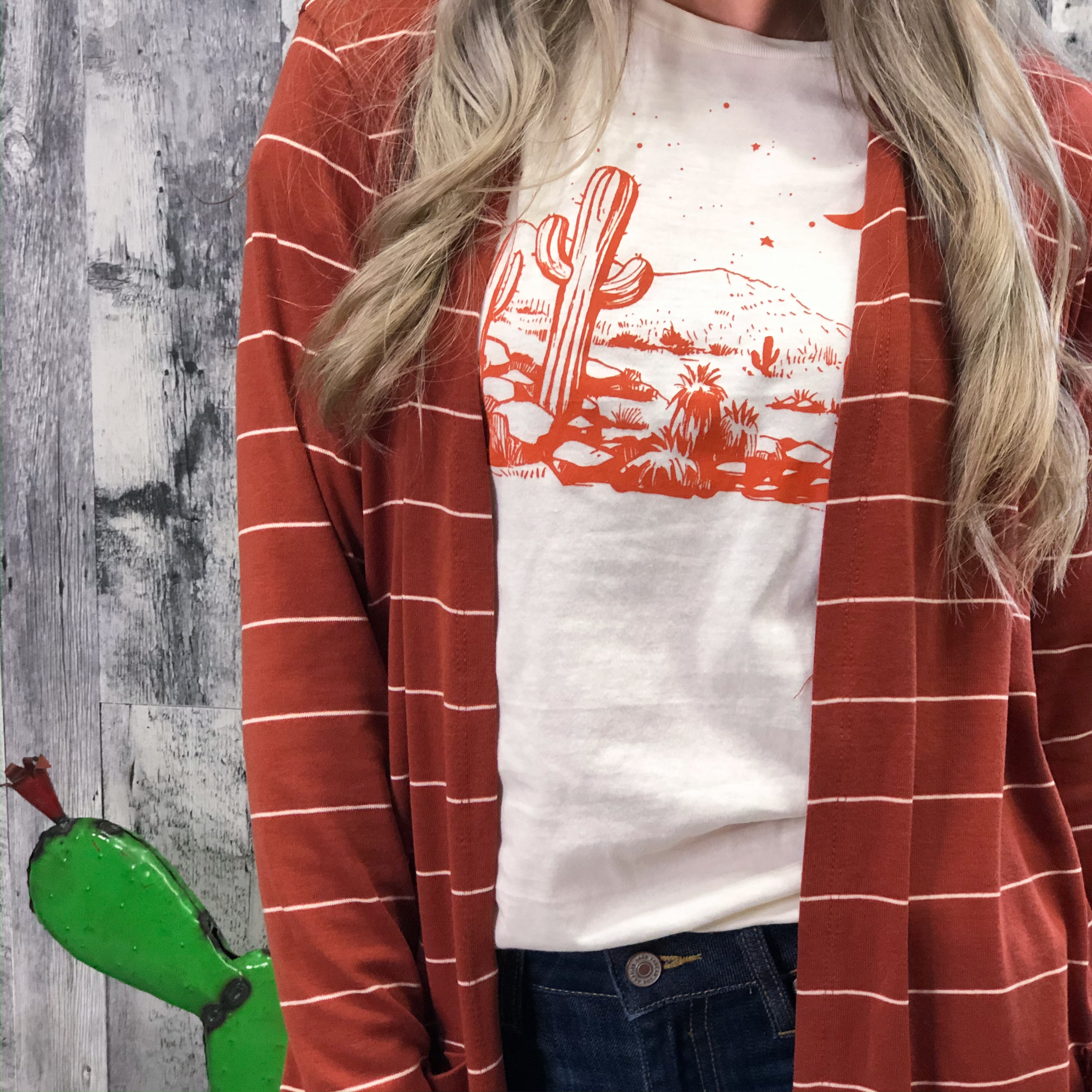 Cactus Tee - Ivory and Rust