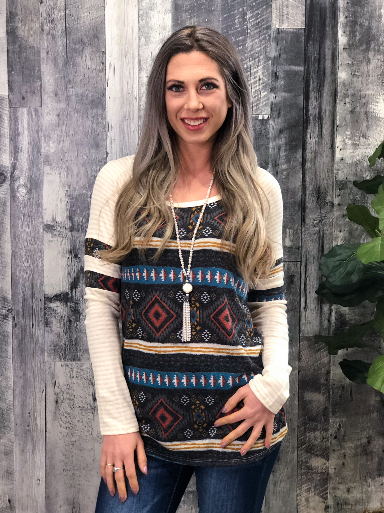 Aztec Print Long Sleeve 999977