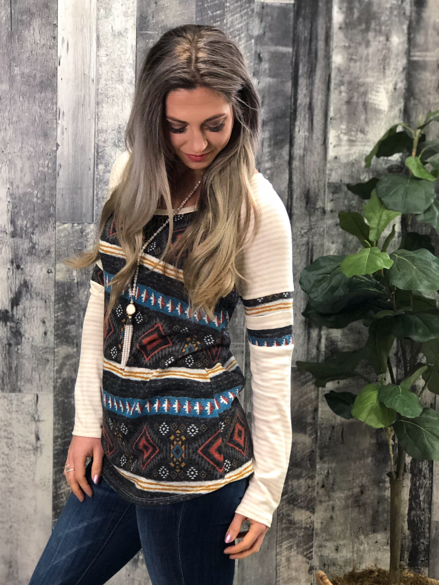 Aztec Print Long Sleeve